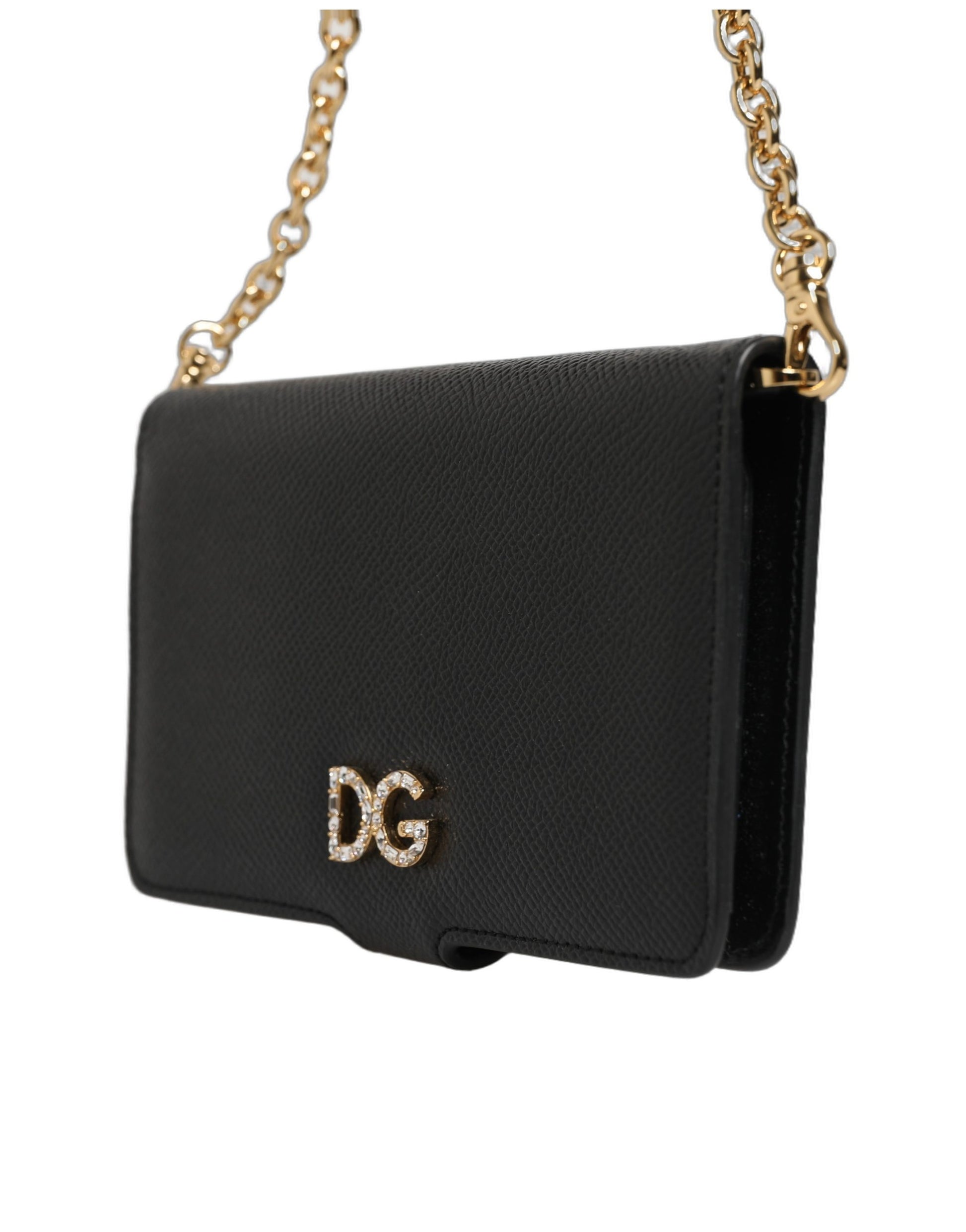 Étui portefeuille Dolce & Gabbana en cuir de veau noir pour iPhone X - XS