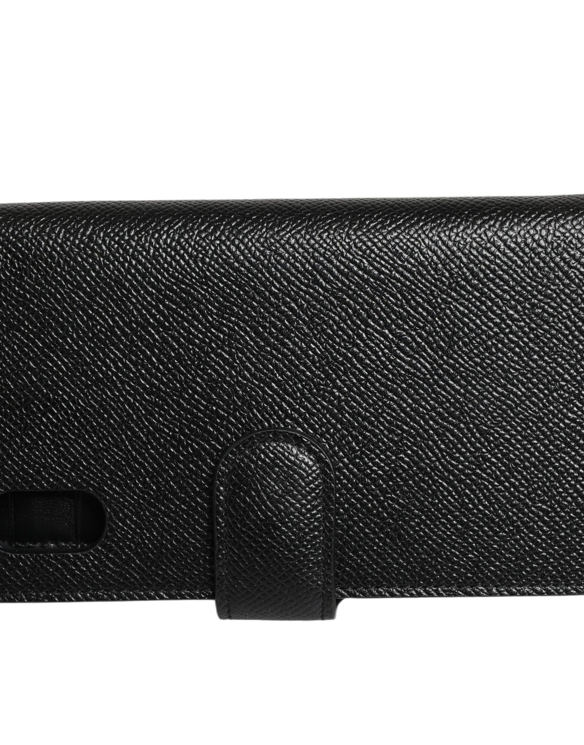 Étui portefeuille Dolce & Gabbana en cuir de veau noir pour iPhone X - XS