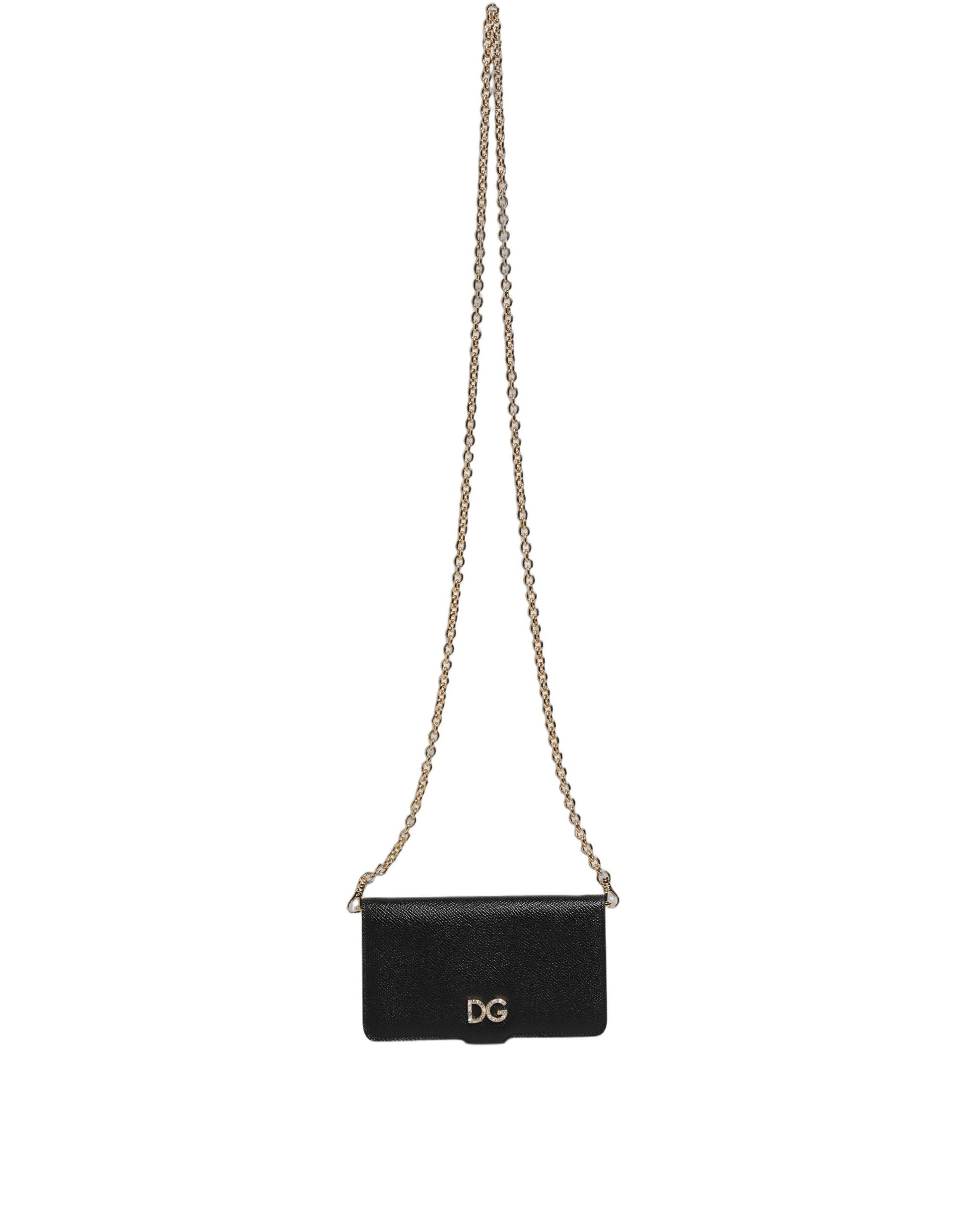 Étui portefeuille Dolce & Gabbana en cuir de veau noir pour iPhone X - XS