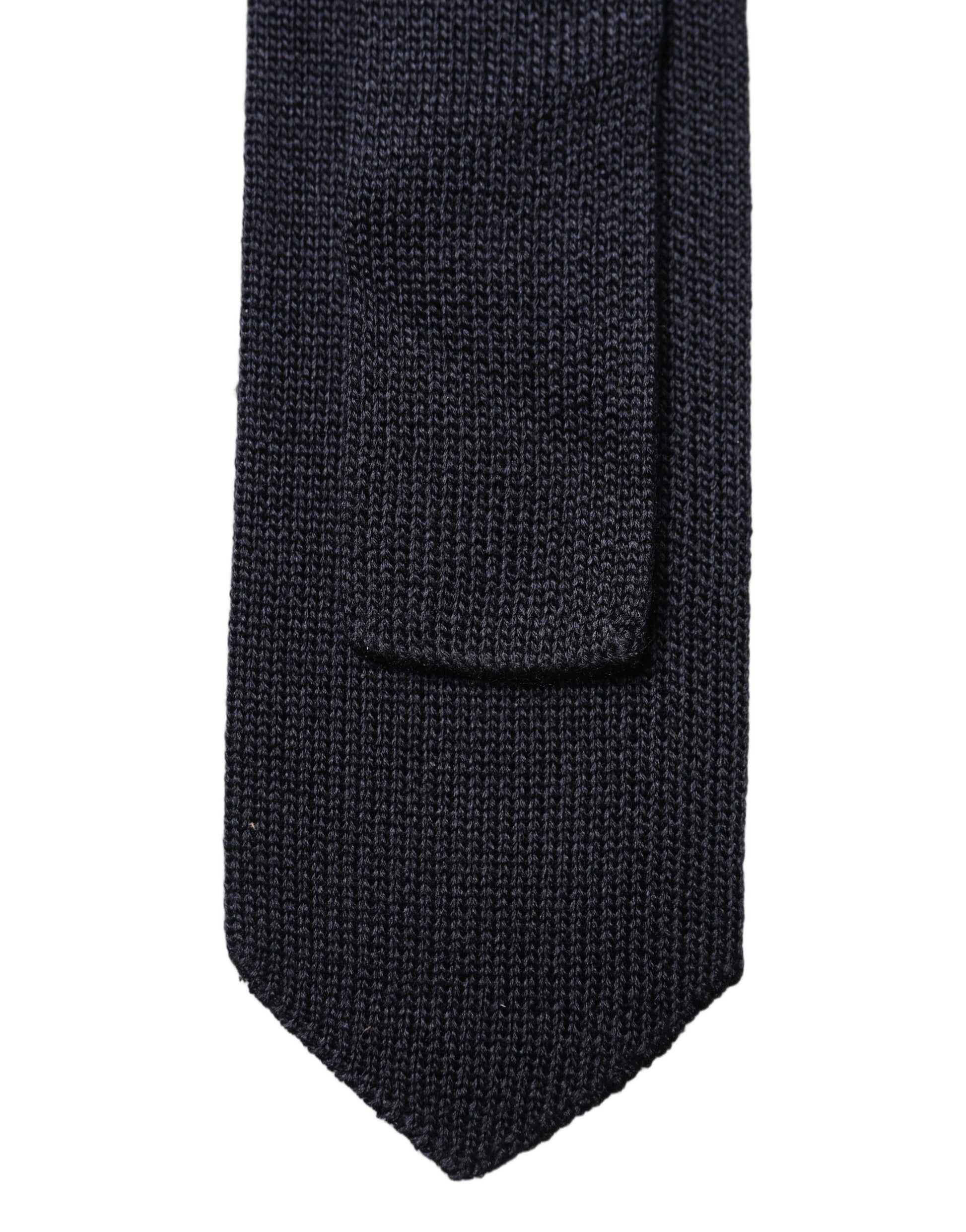 Dolce & Gabbana Dark Blue Solid 100% Silk Adjustable Men Necktie Tie