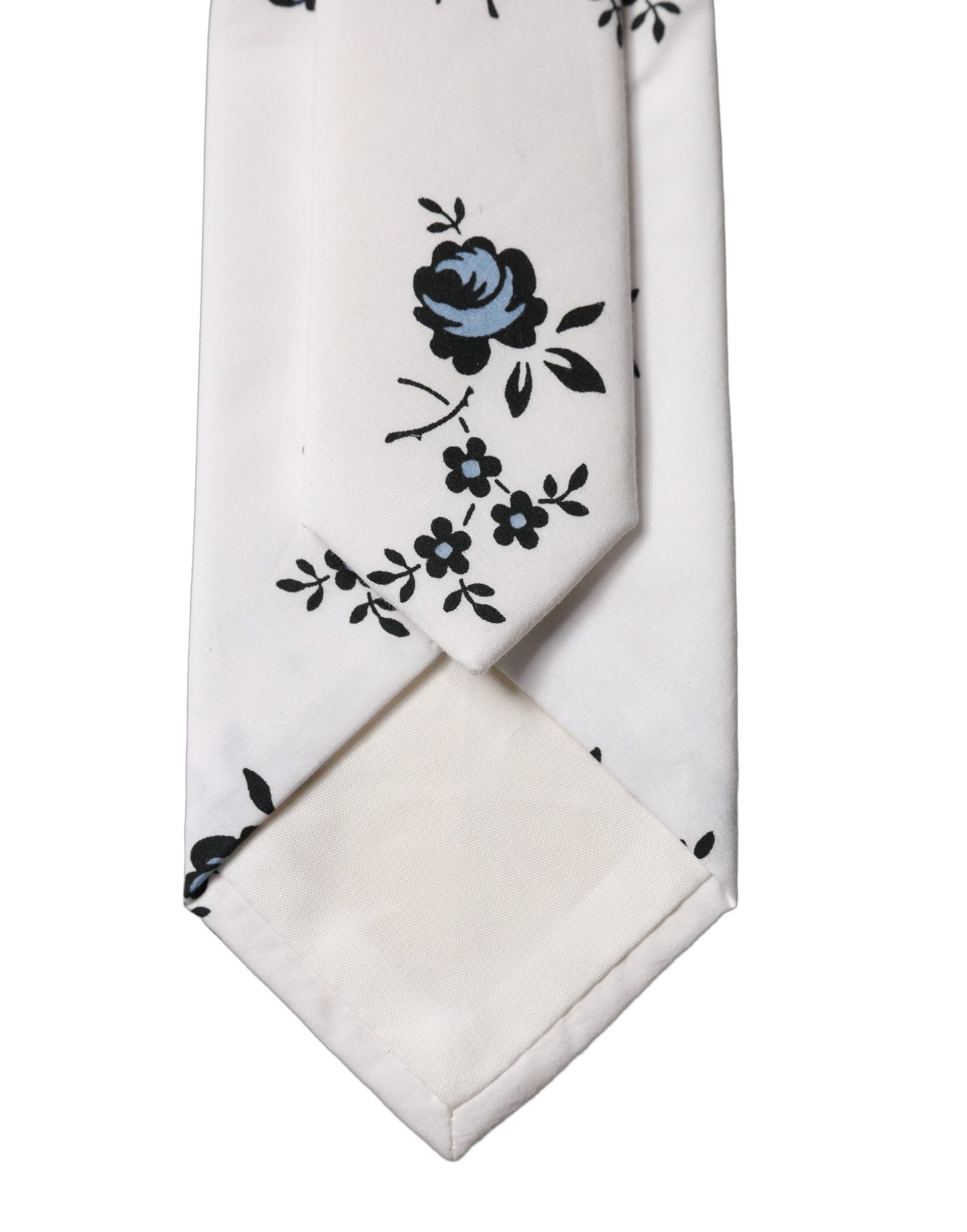 Cravate homme ajustable Dolce & Gabbana en coton à motif floral blanc