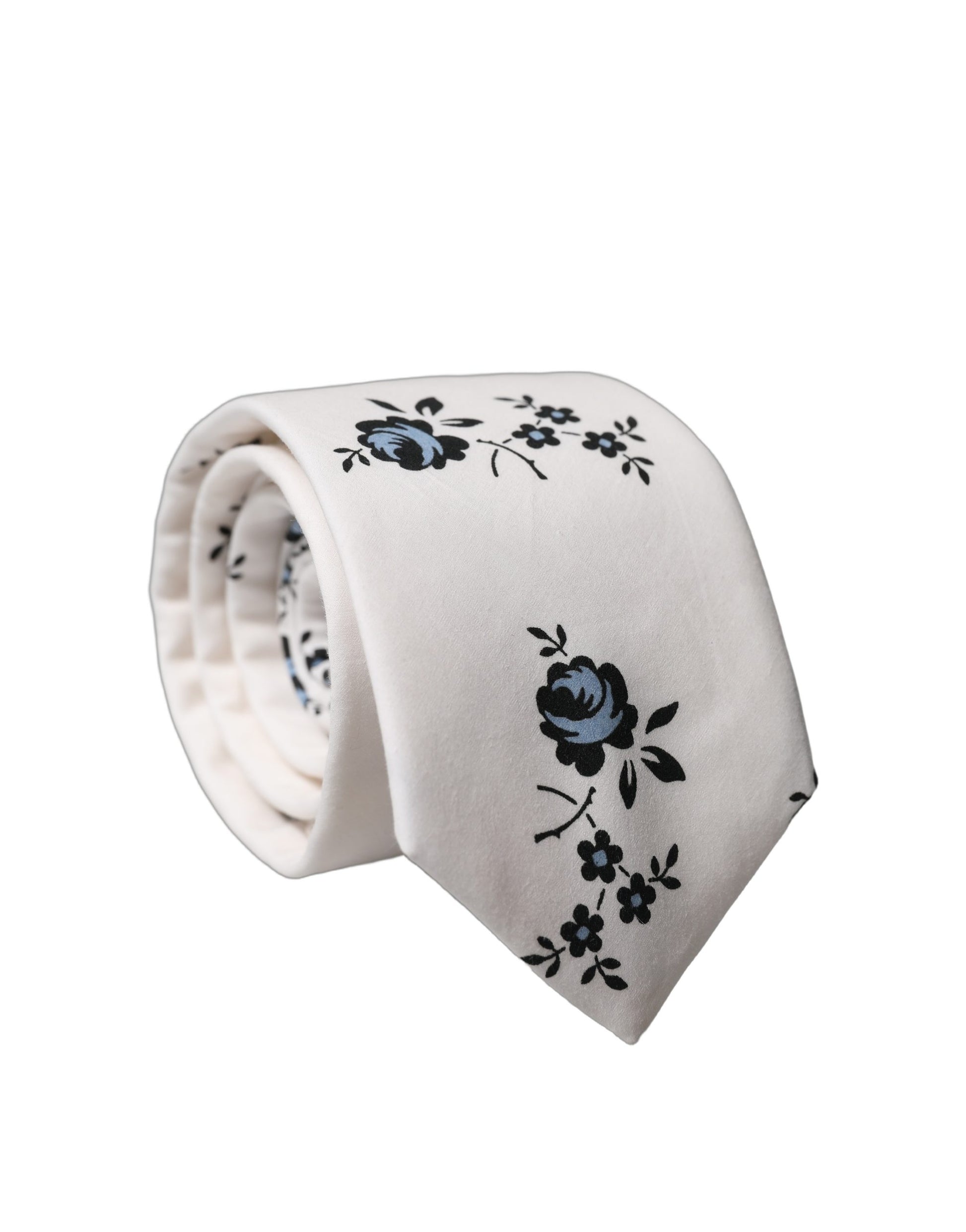 Cravate homme ajustable Dolce & Gabbana en coton à motif floral blanc