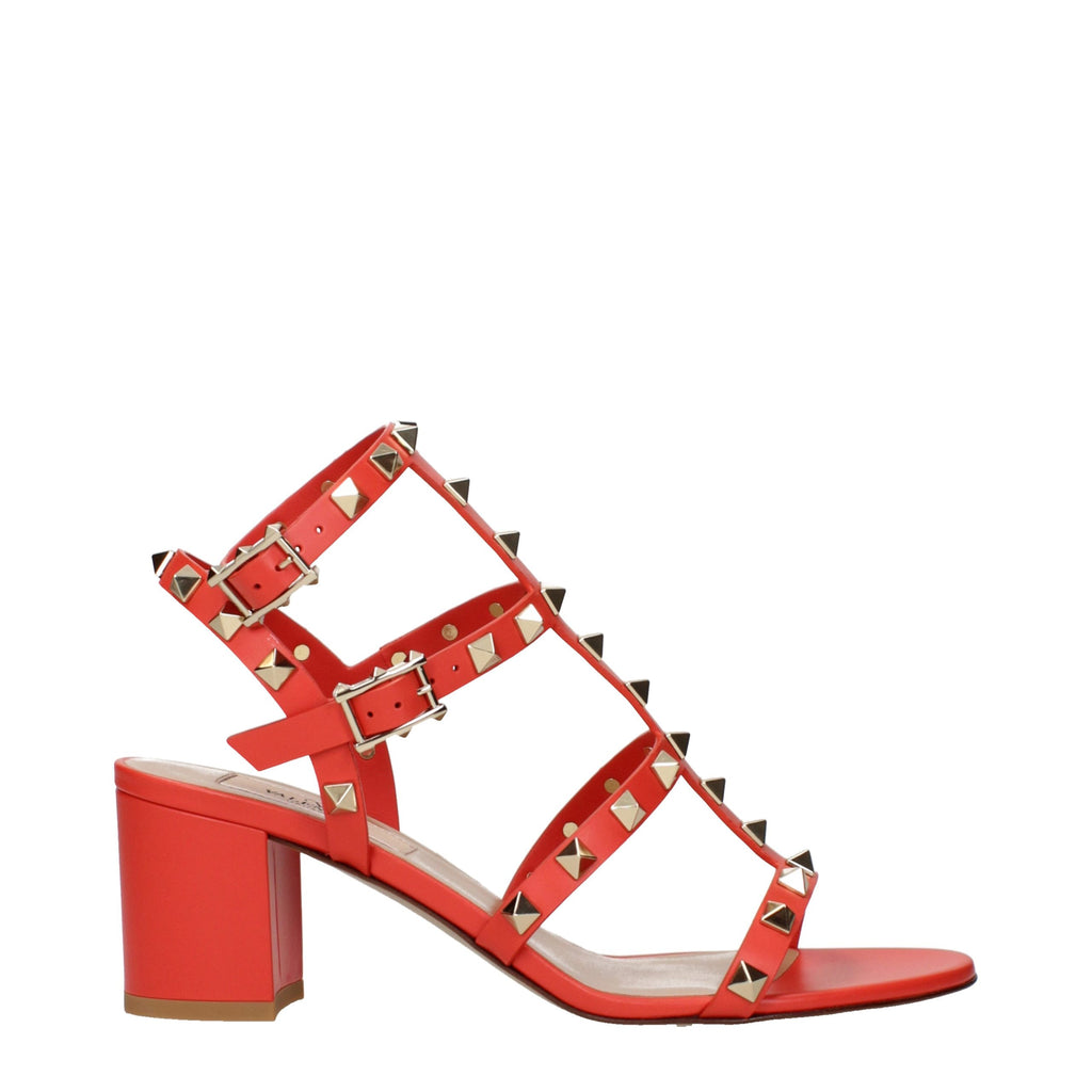Sandales compensées en cuir orange Valentino Garavani