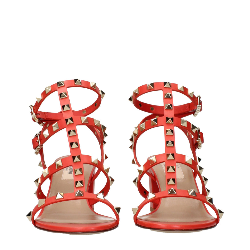 Sandales compensées en cuir orange Valentino Garavani