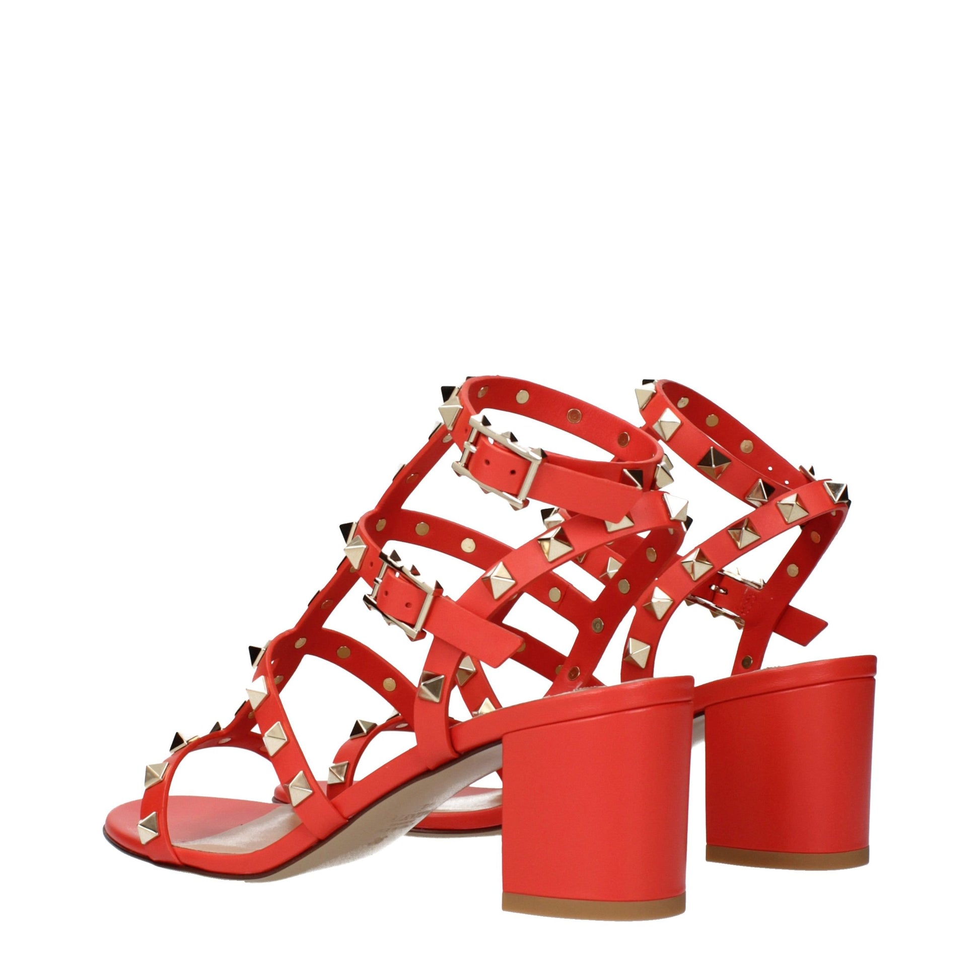 Sandales compensées en cuir orange Valentino Garavani