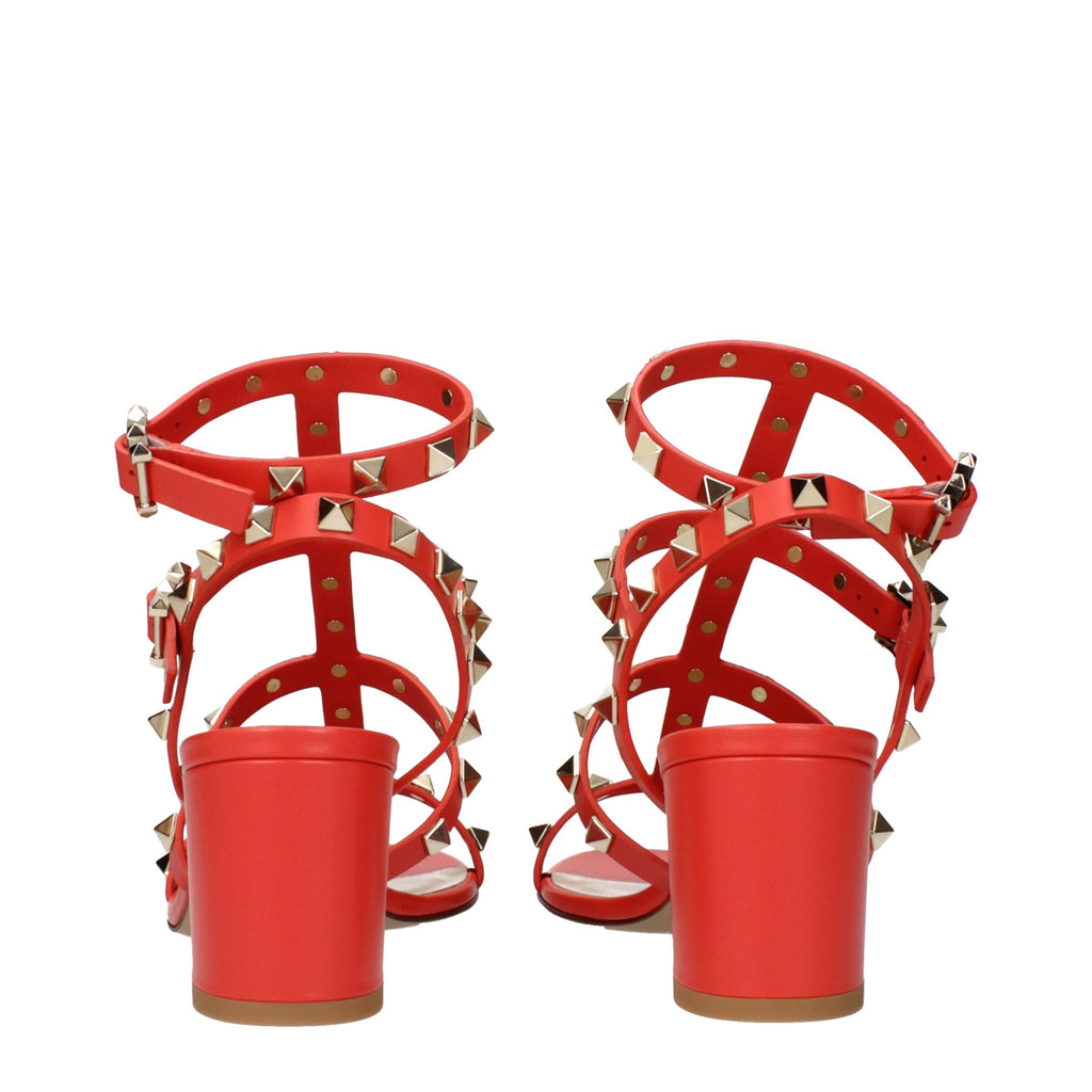 Sandales compensées en cuir orange Valentino Garavani