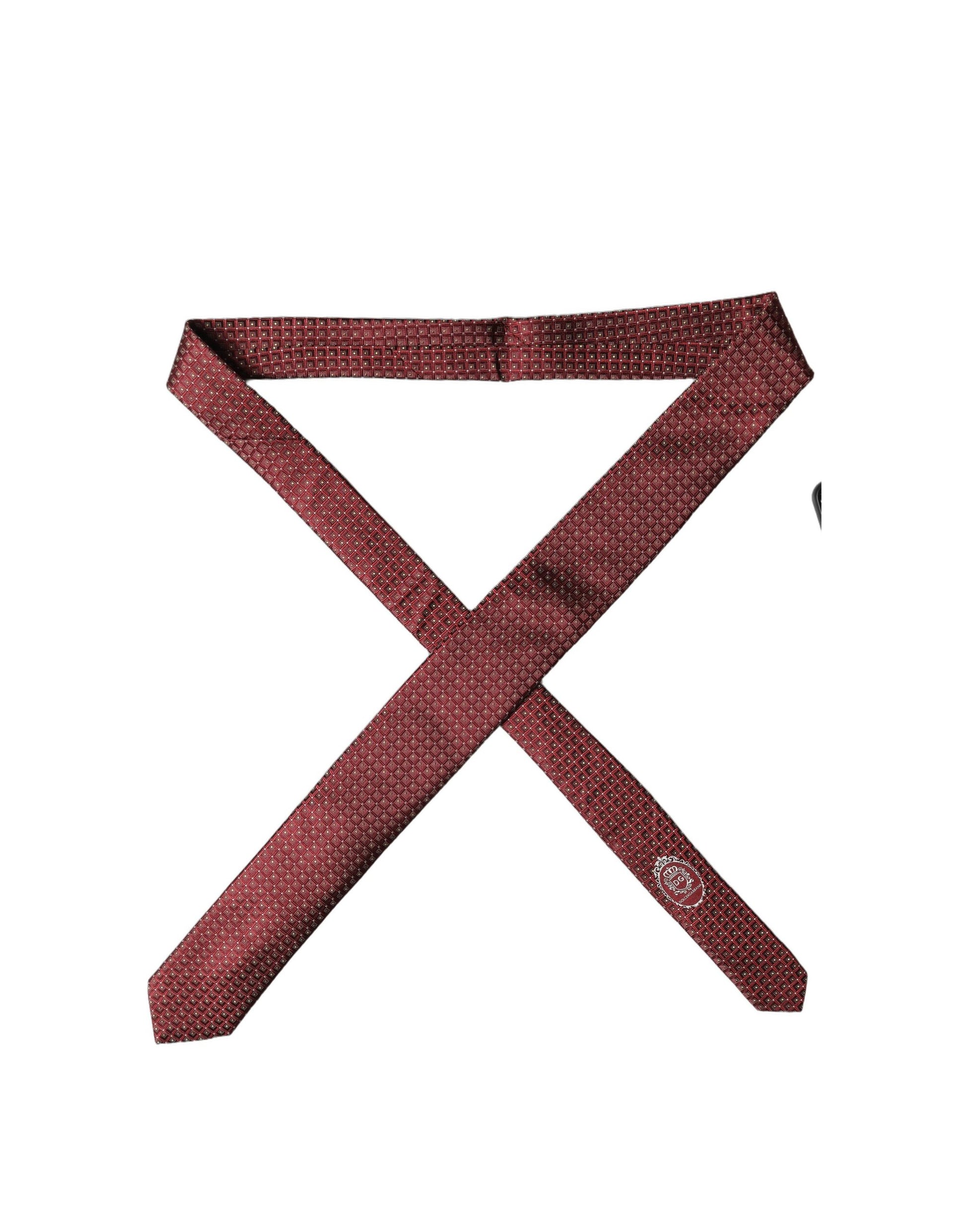 Cravate en soie géométrique bordeaux ajustable pour homme Dolce & Gabbana