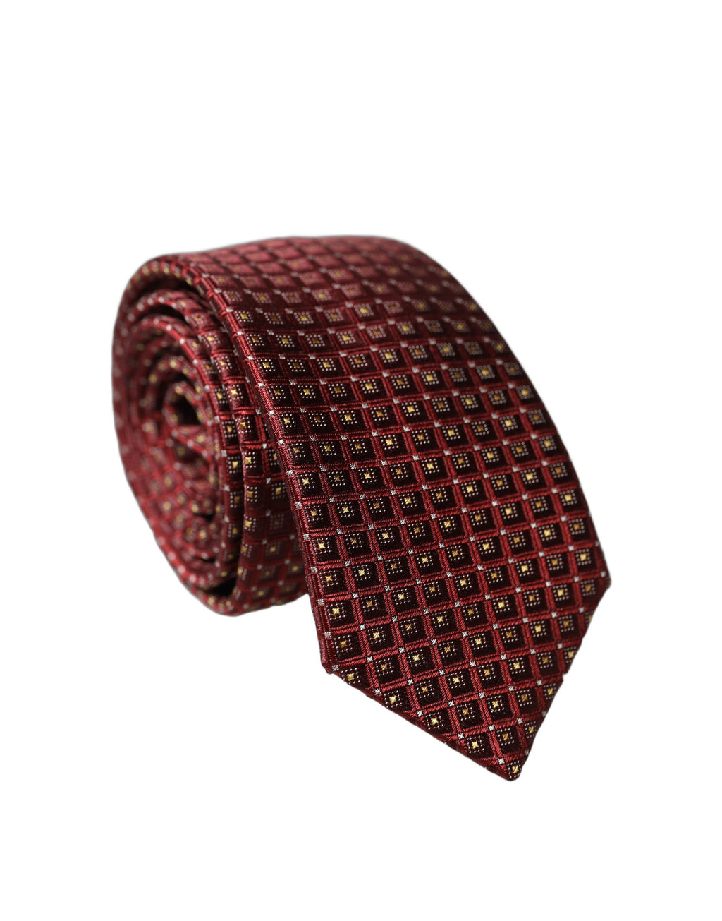 Cravate en soie géométrique bordeaux ajustable pour homme Dolce & Gabbana