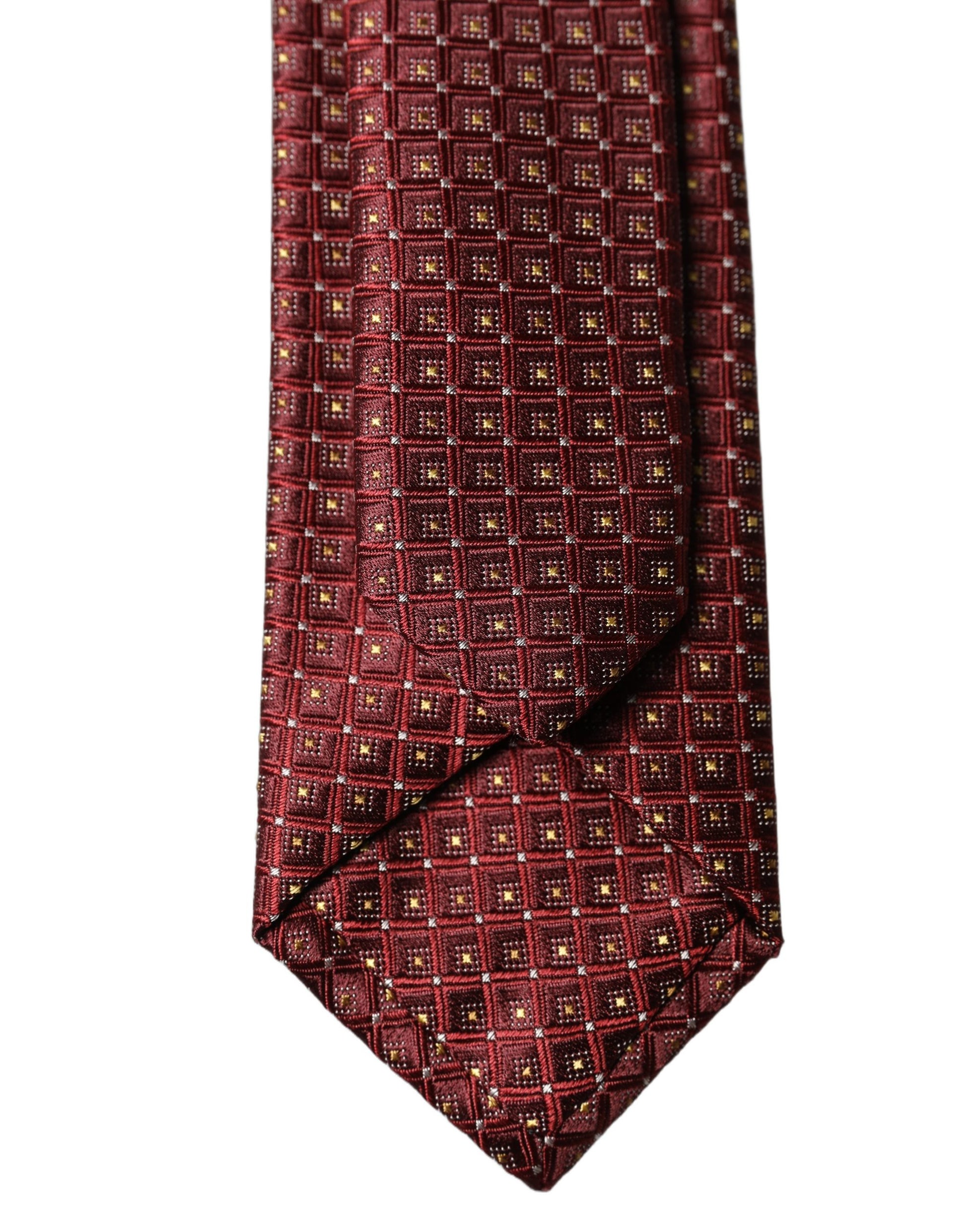 Cravate en soie géométrique bordeaux ajustable pour homme Dolce & Gabbana