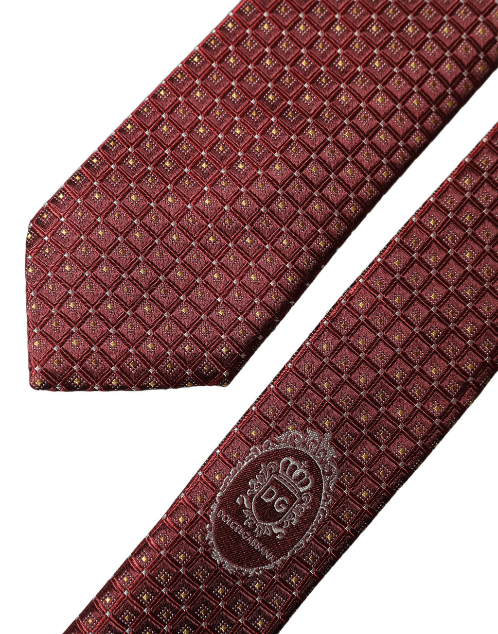 Cravate en soie géométrique bordeaux ajustable pour homme Dolce & Gabbana