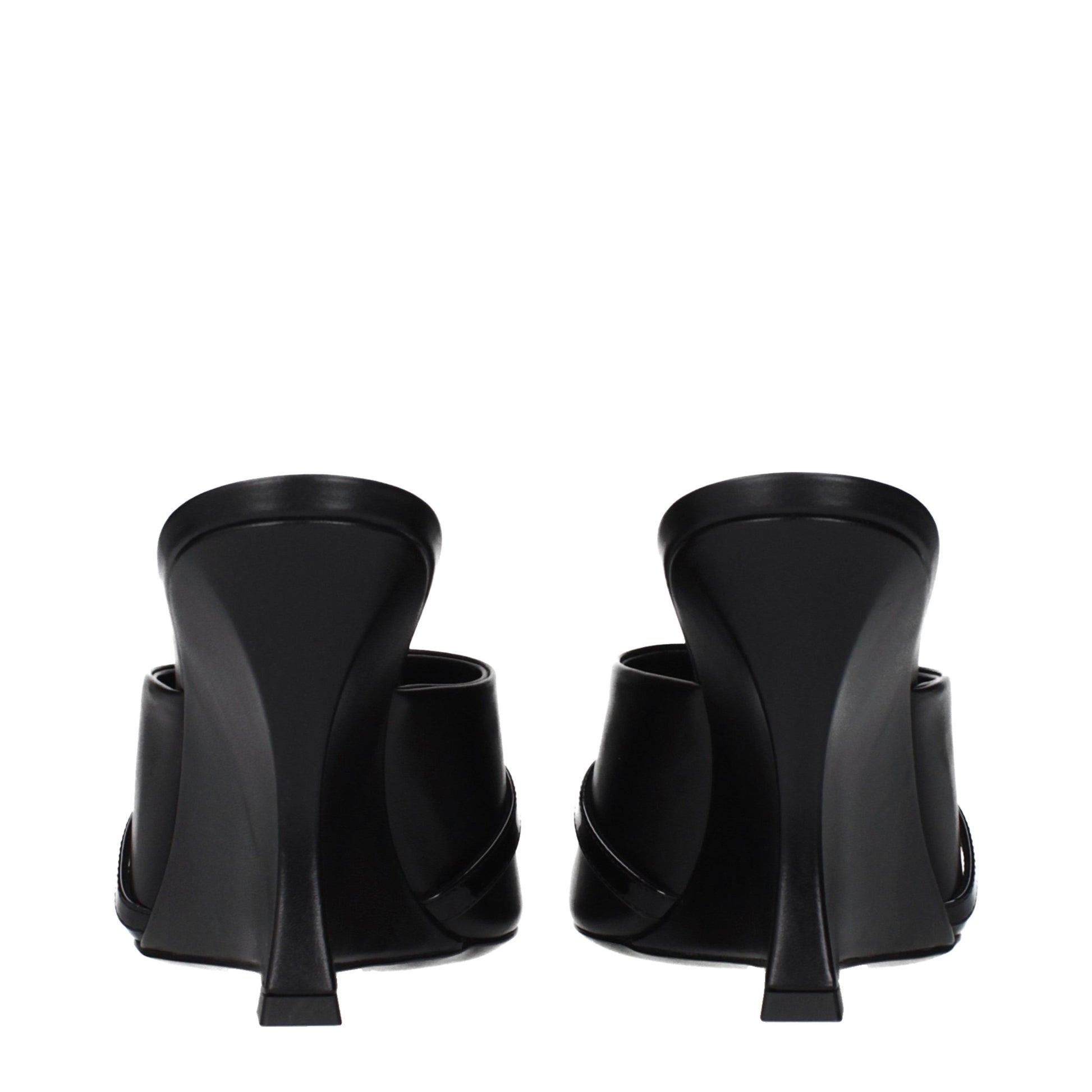 Versace Black Leather Wedge Sandals