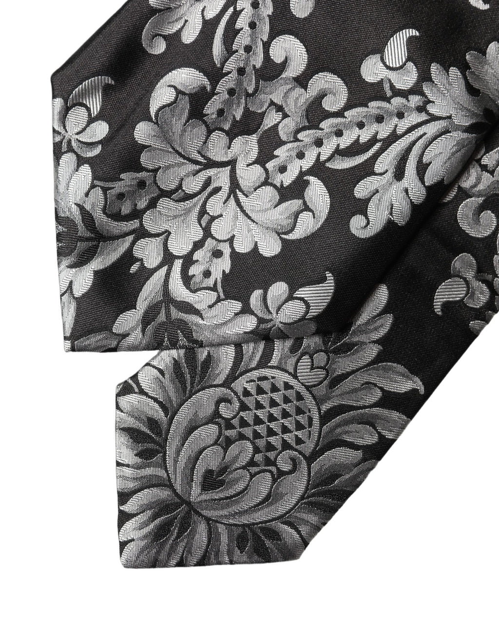 Cravate réglable en soie noire et argentée à motif floral Dolce & Gabbana pour femme