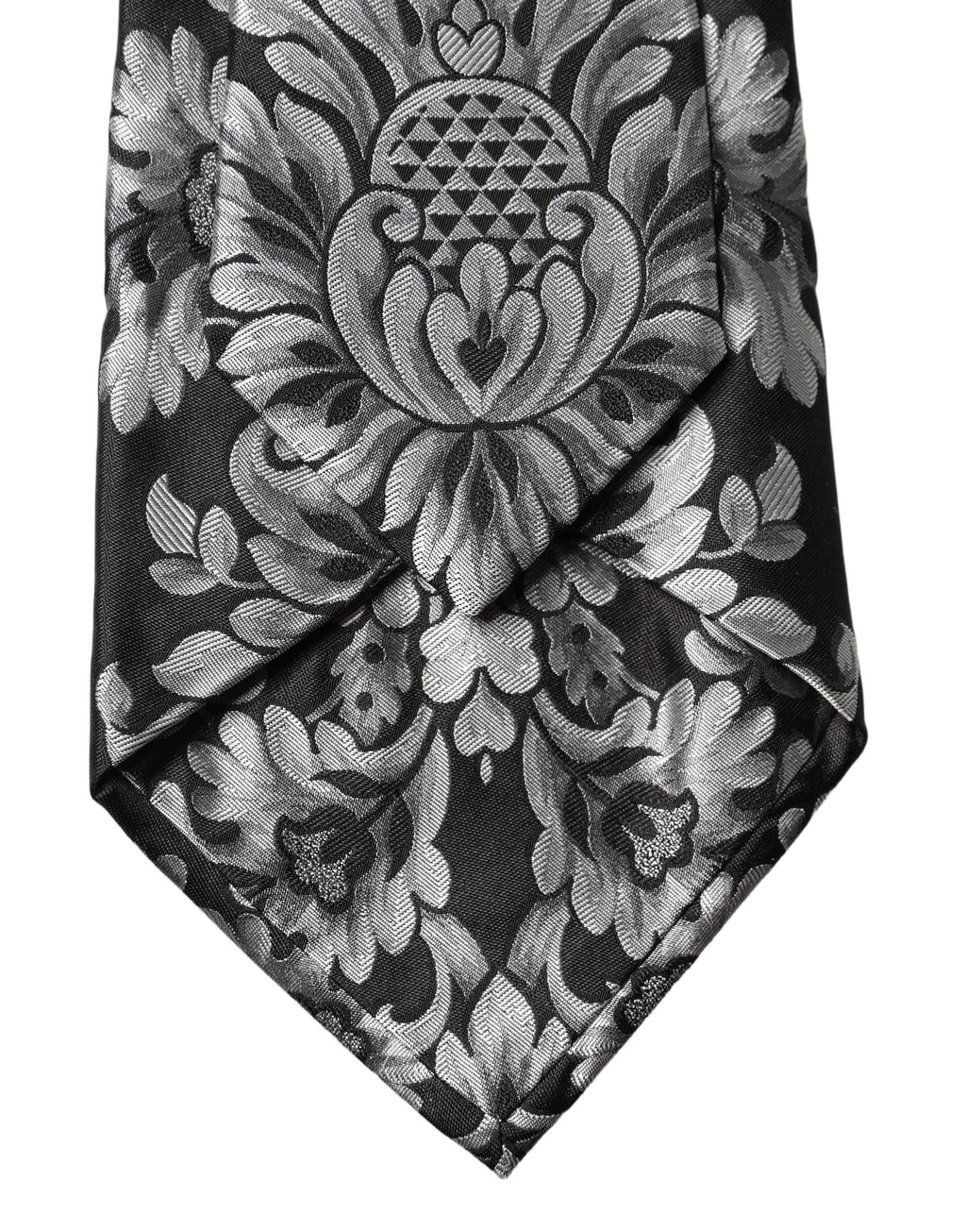 Cravate réglable en soie noire et argentée à motif floral Dolce & Gabbana pour femme