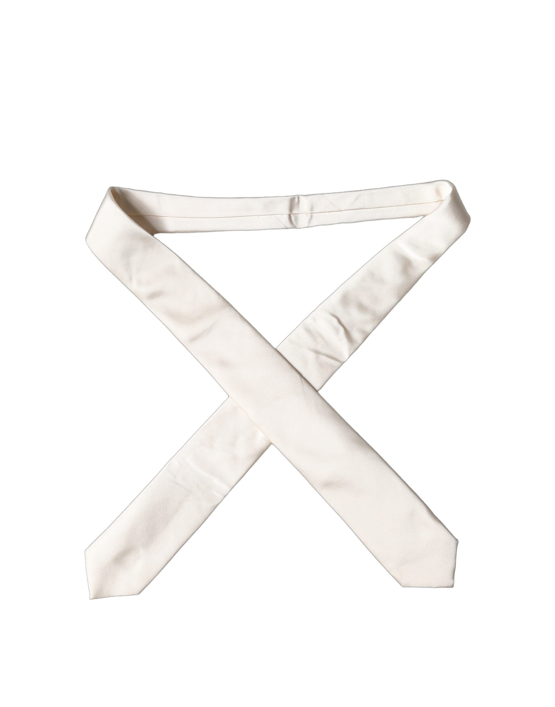 Dolce & Gabbana Cravate en satin de soie blanc cassé réglable pour femme