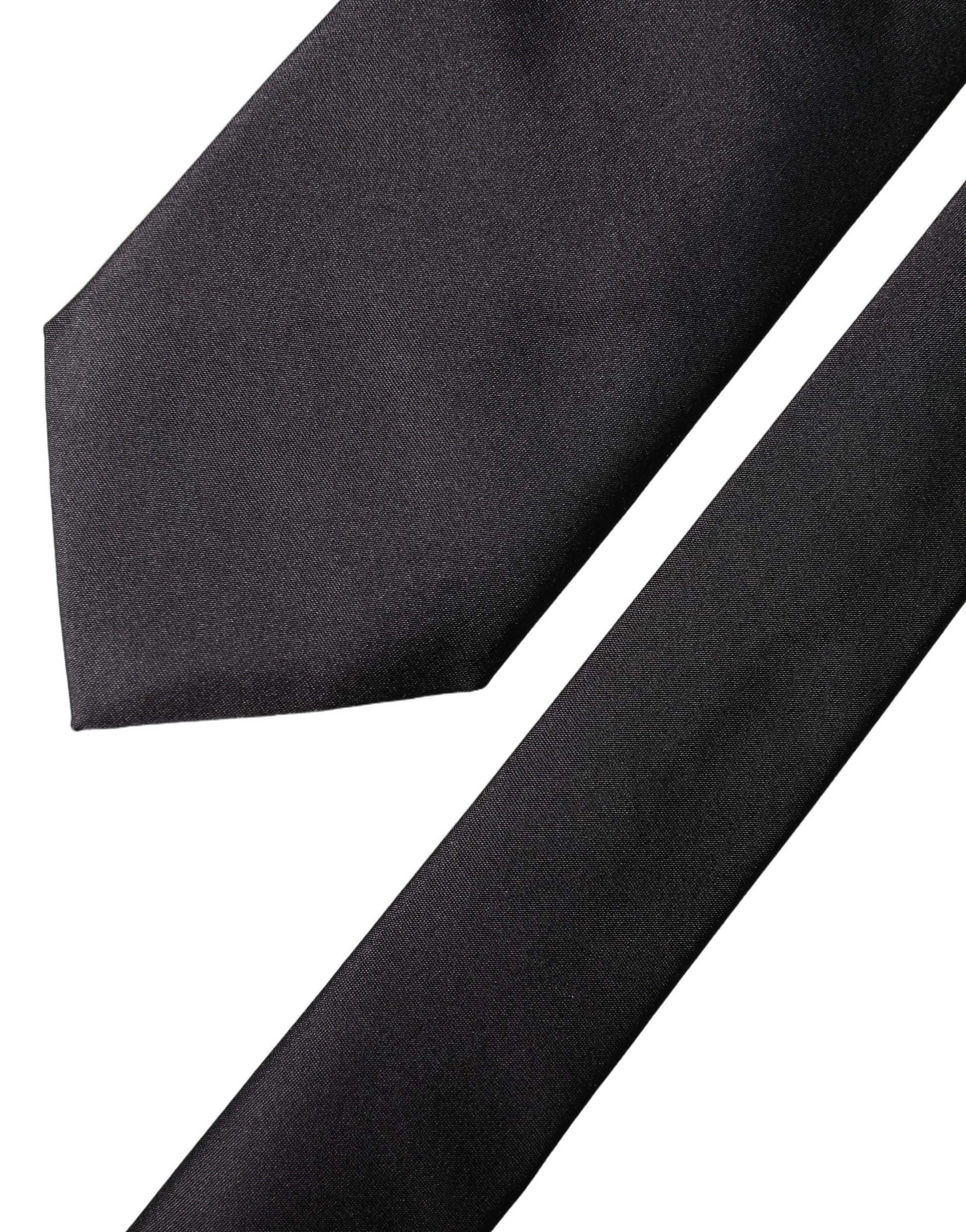 Cravate pour femme Dolce & Gabbana en satin noir 100 % soie, réglable à nouer
