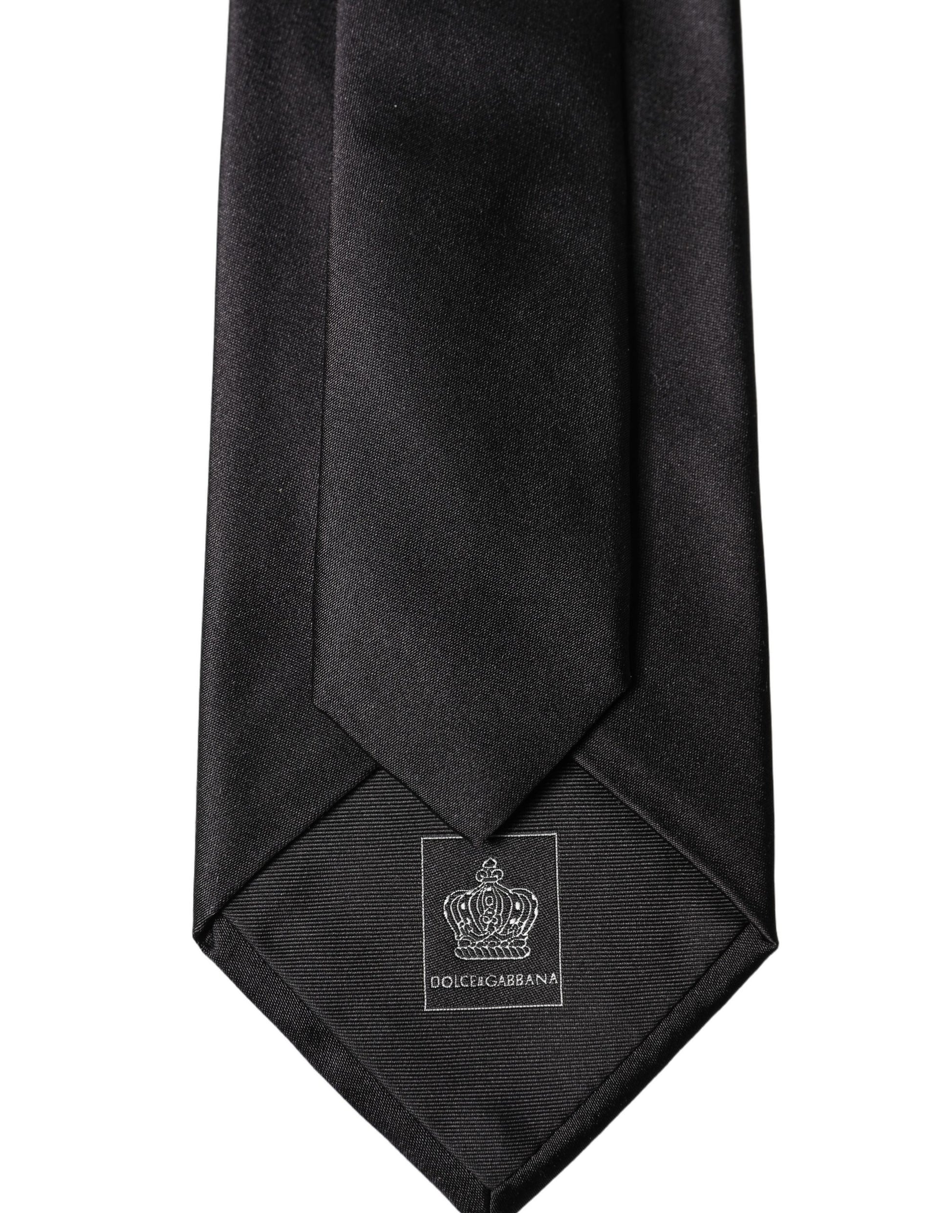 Cravate pour femme Dolce & Gabbana en satin noir 100 % soie, réglable à nouer