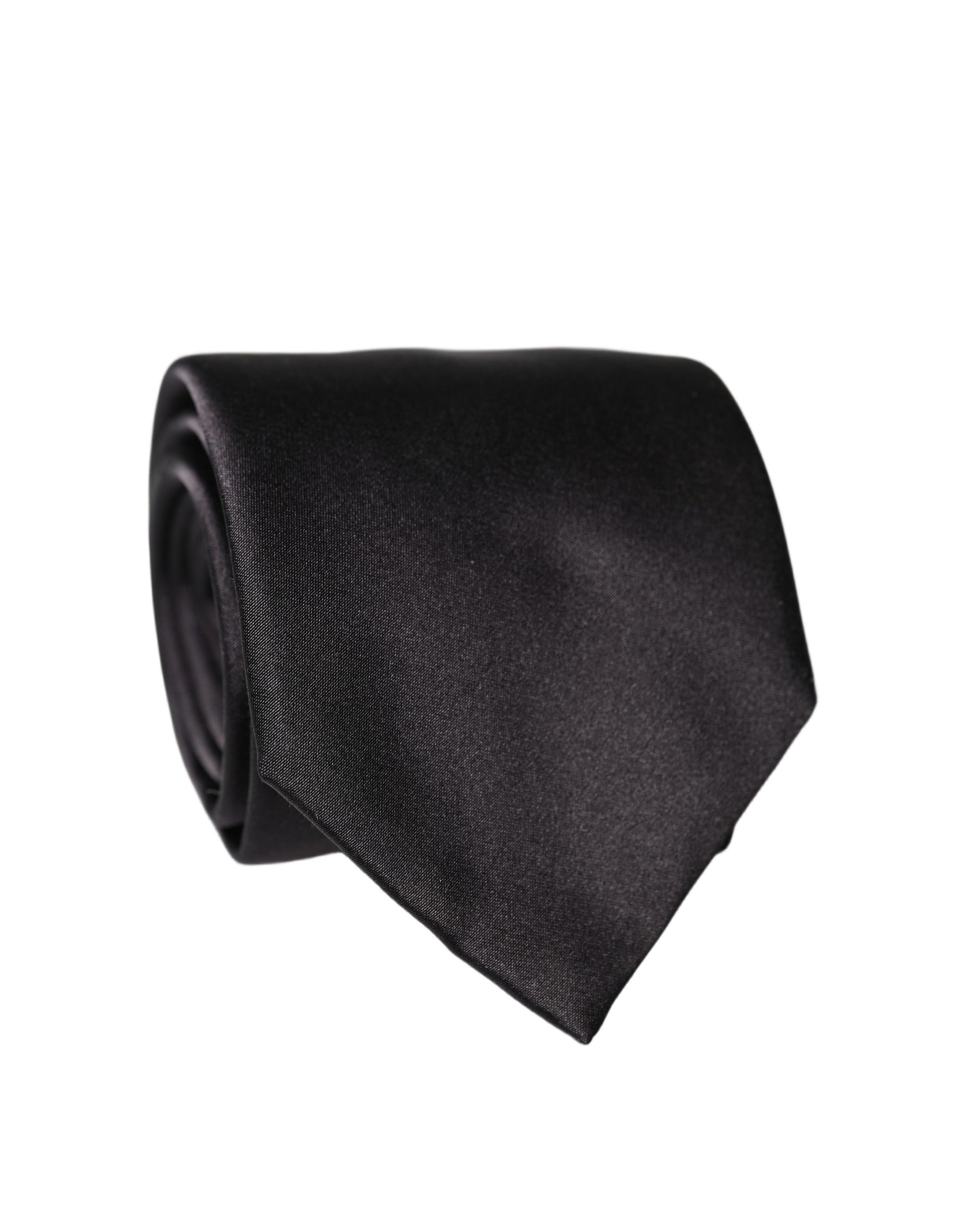 Cravate pour femme Dolce & Gabbana en satin noir 100 % soie, réglable à nouer