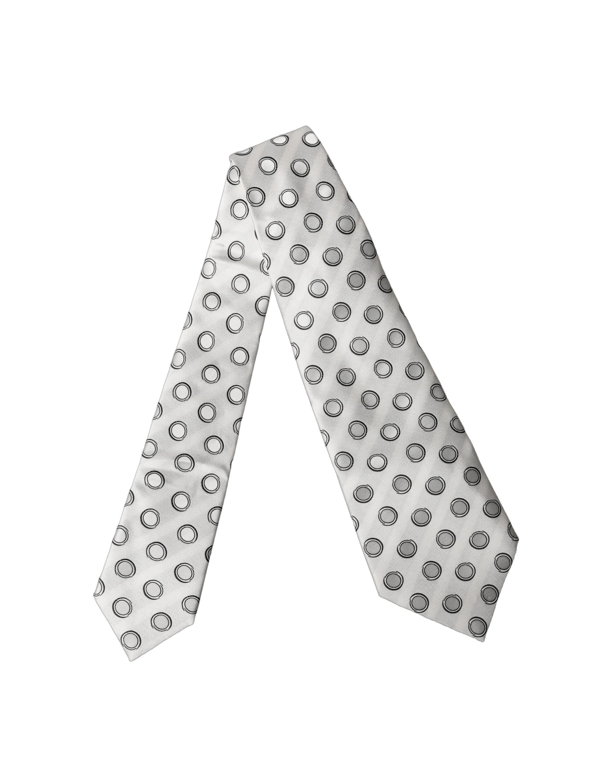 Cravate Femme Réglable en Soie à Pois Blancs et Gris Dolce & Gabbana