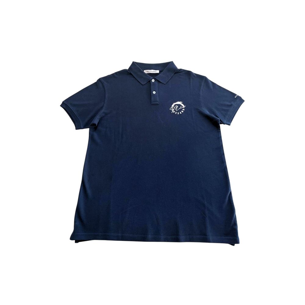 Polo Trussardi Beachwear en Coton Bleu pour Homme