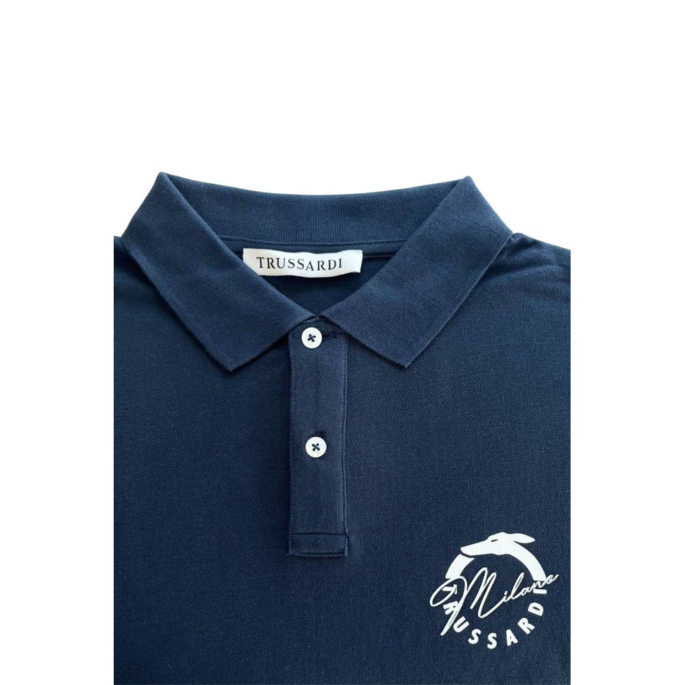 Polo Trussardi Beachwear en Coton Bleu pour Homme