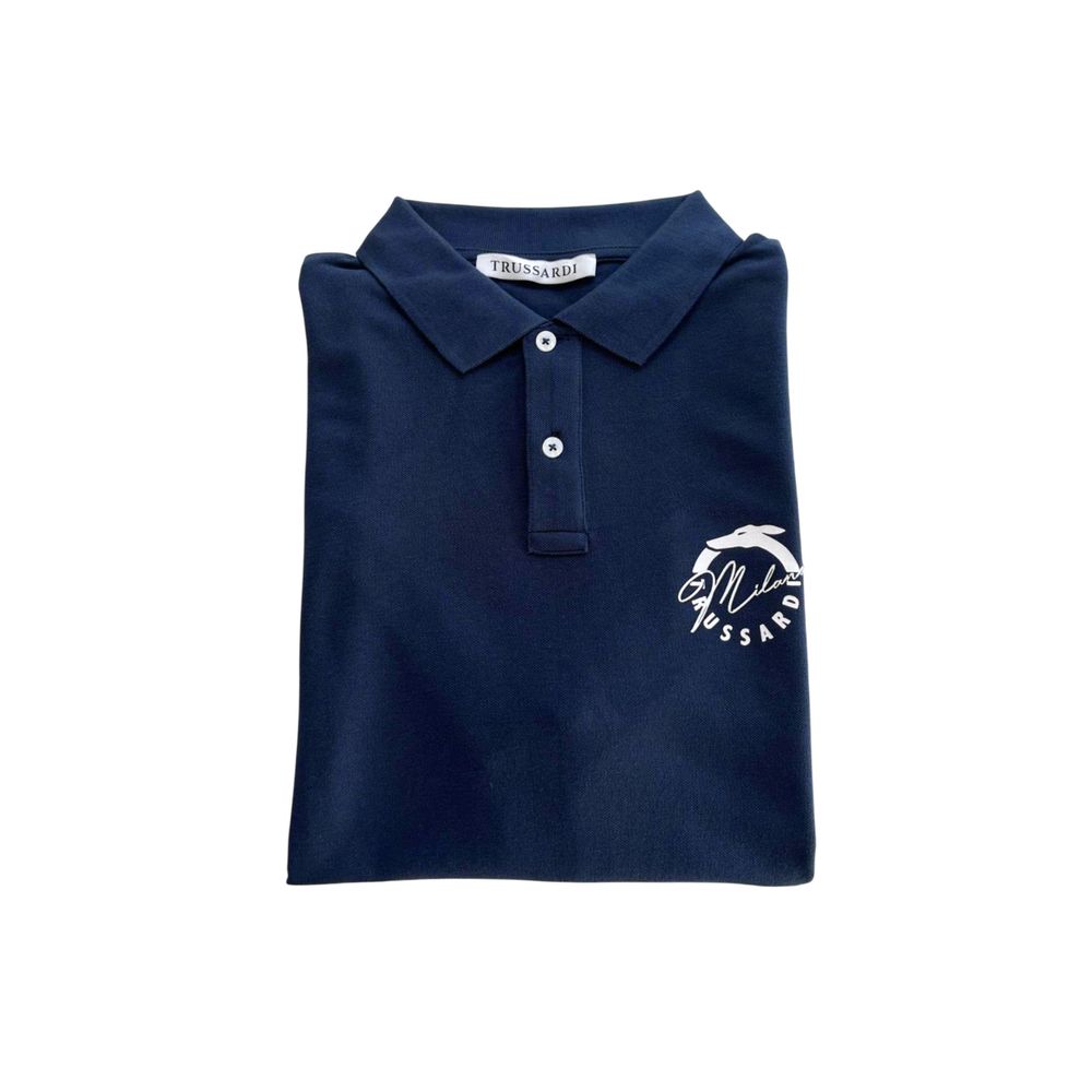 Polo Trussardi Beachwear en Coton Bleu pour Homme