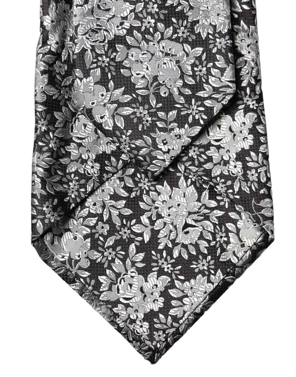 Cravate réglable en soie noire et argentée à motif floral Dolce & Gabbana pour femme
