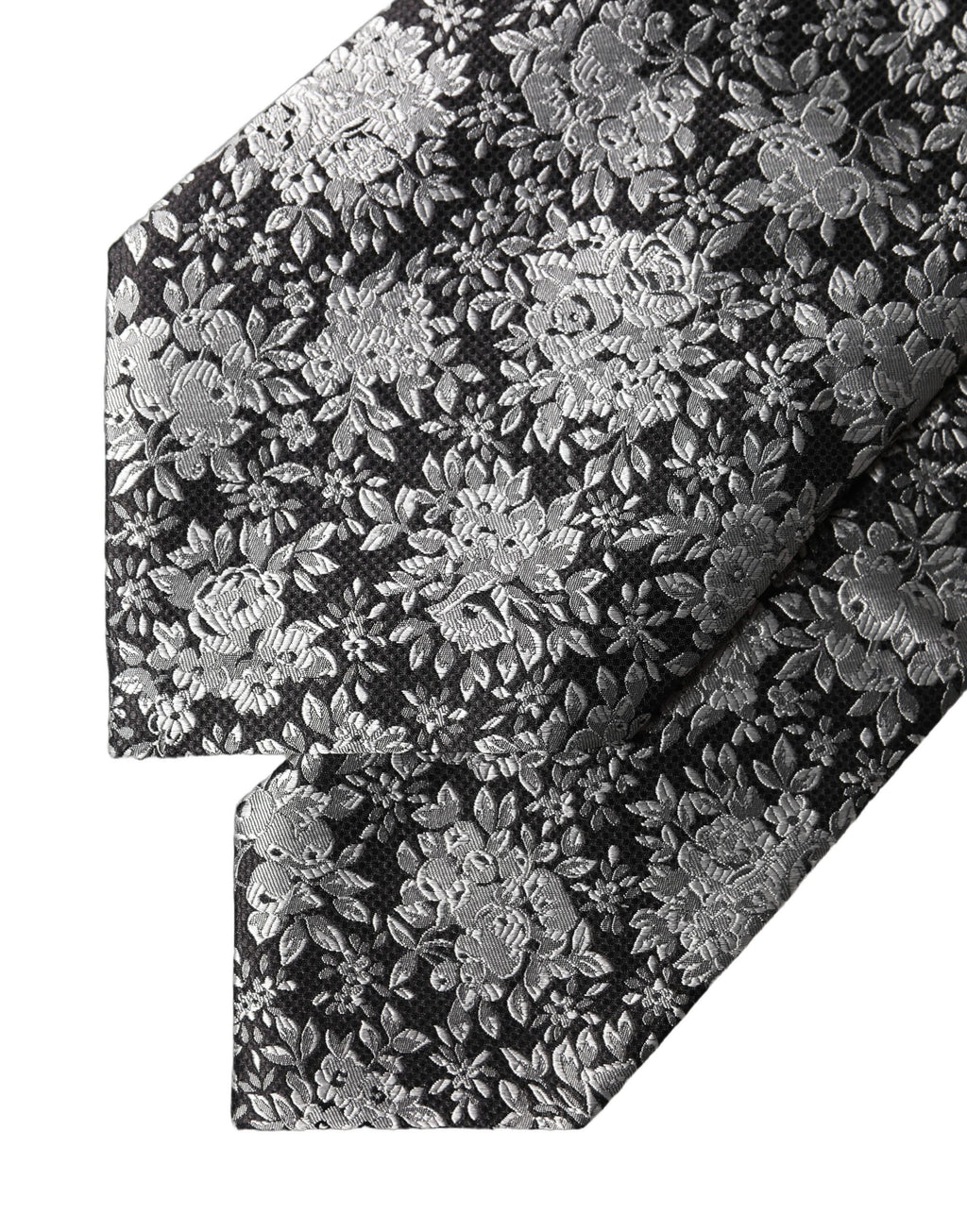 Cravate réglable en soie noire et argentée à motif floral Dolce & Gabbana pour femme