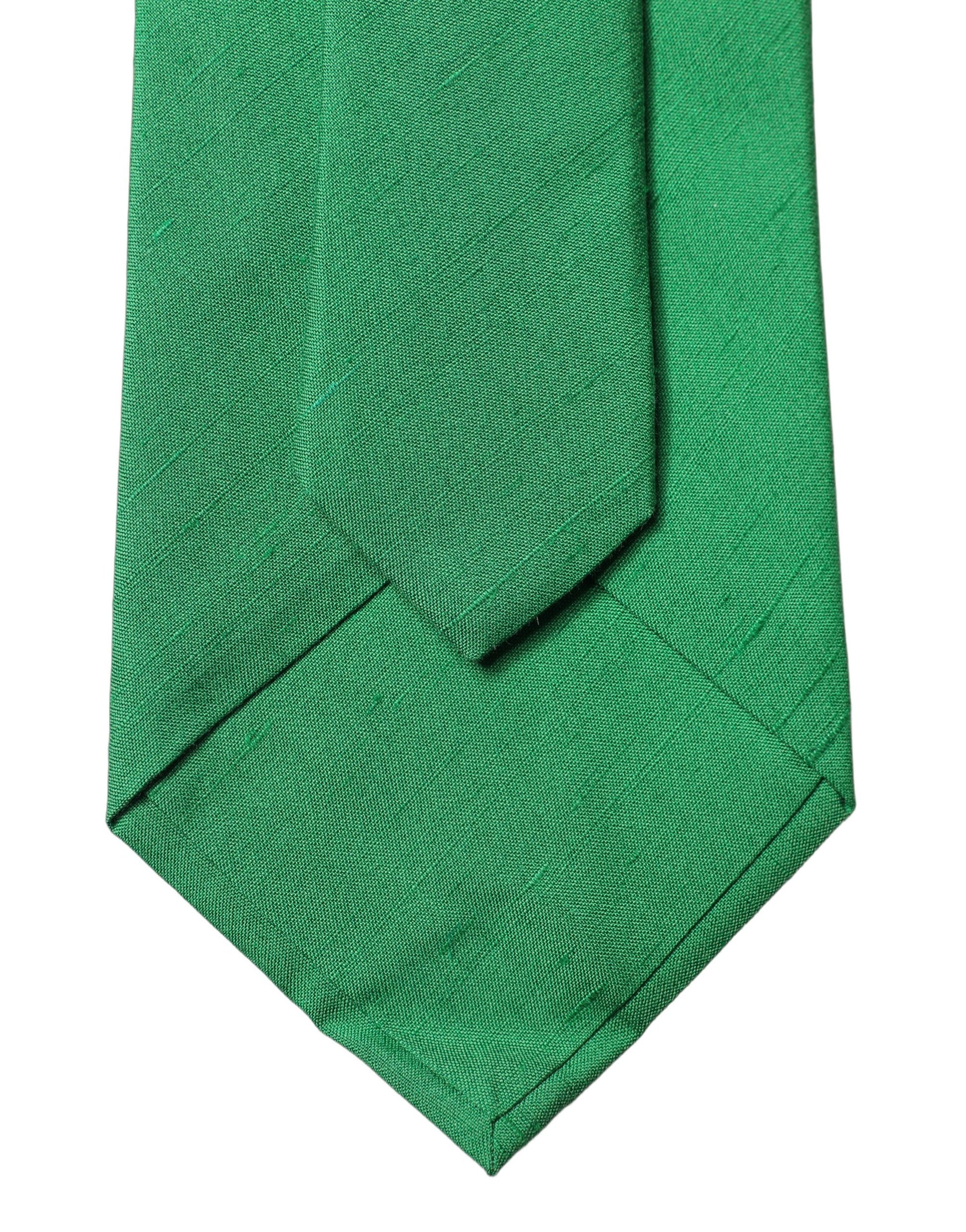 Cravate réglable en soie et coton vert uni Dolce & Gabbana pour femme