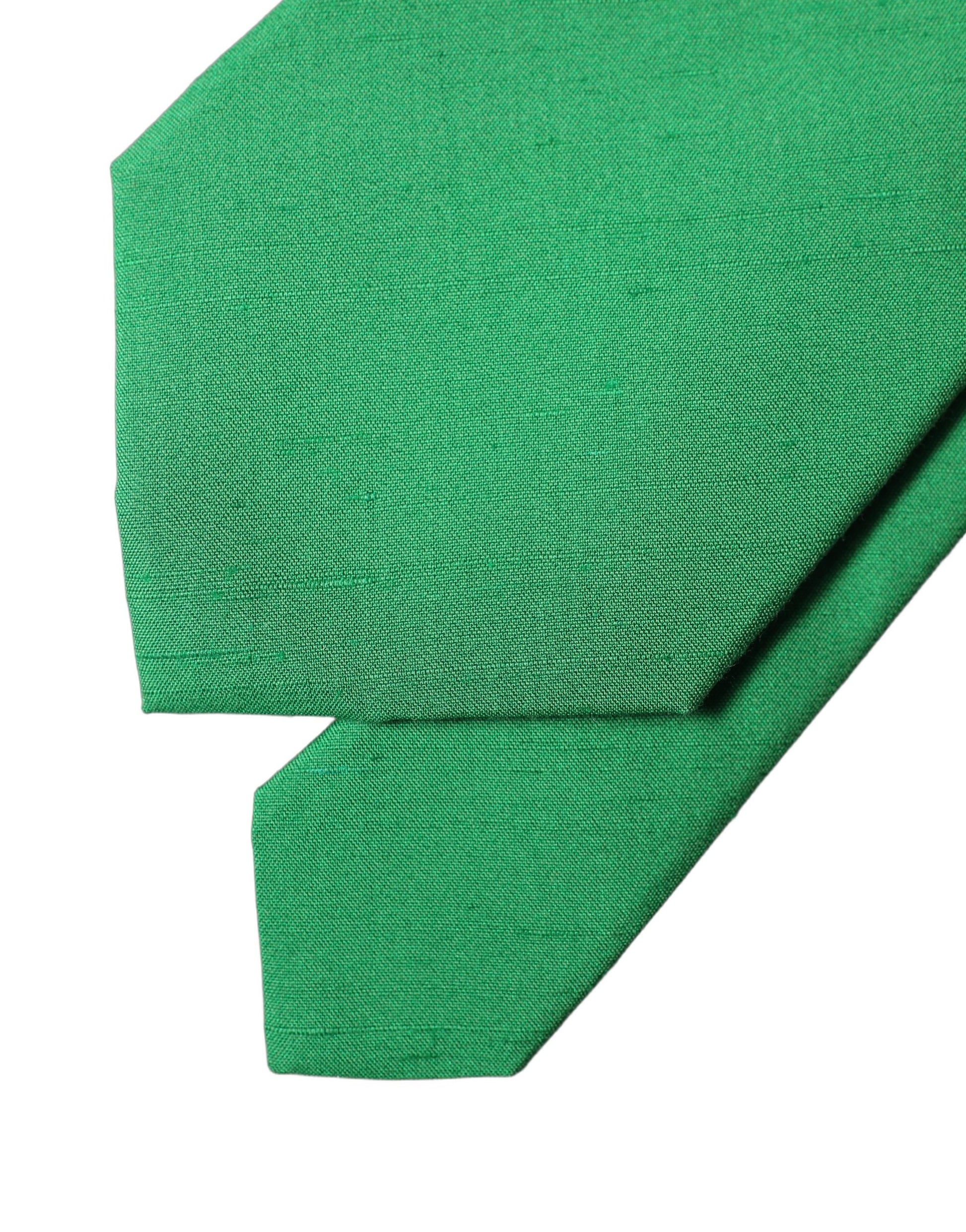 Cravate réglable en soie et coton vert uni Dolce & Gabbana pour femme