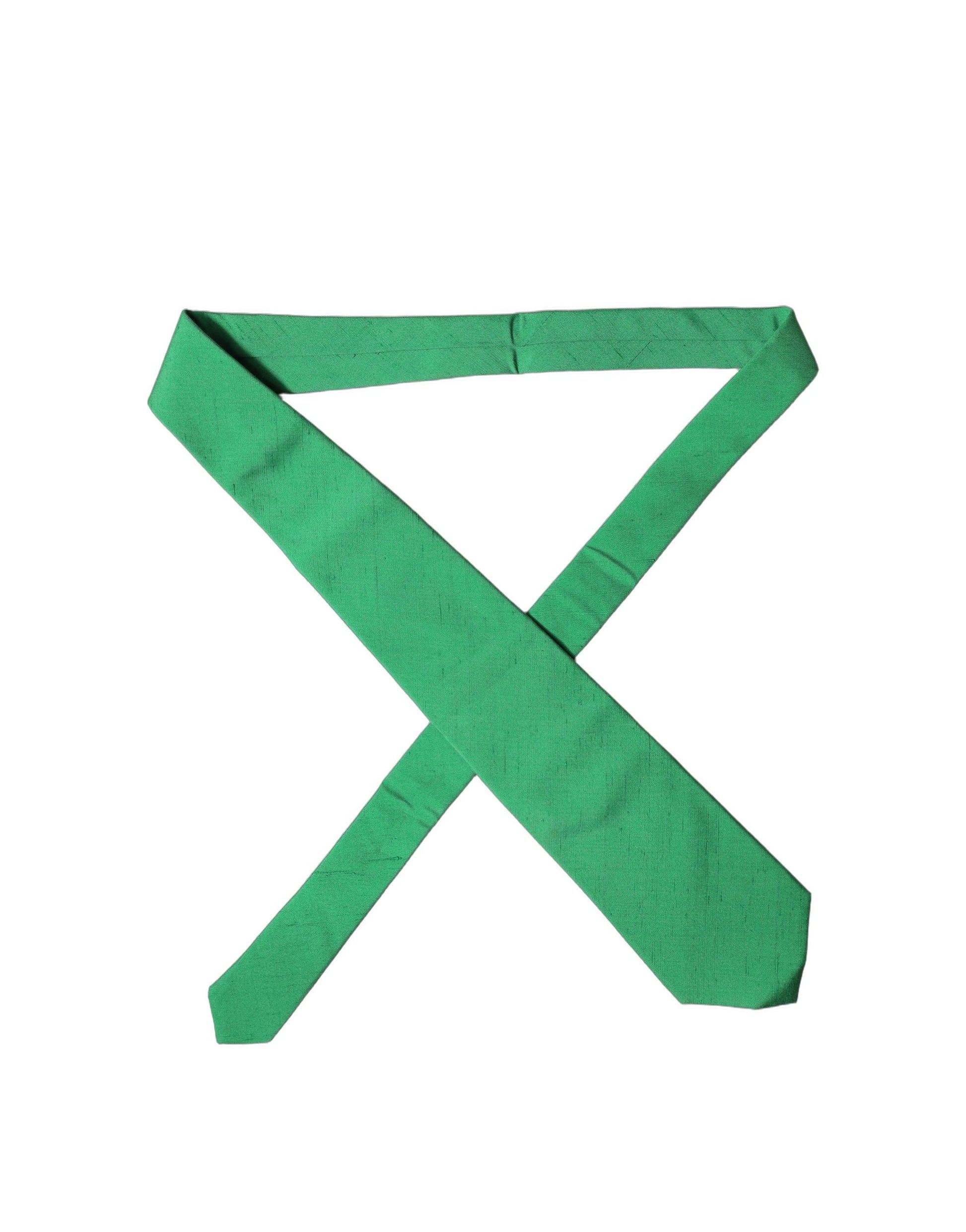 Cravate réglable en soie et coton vert uni Dolce & Gabbana pour femme