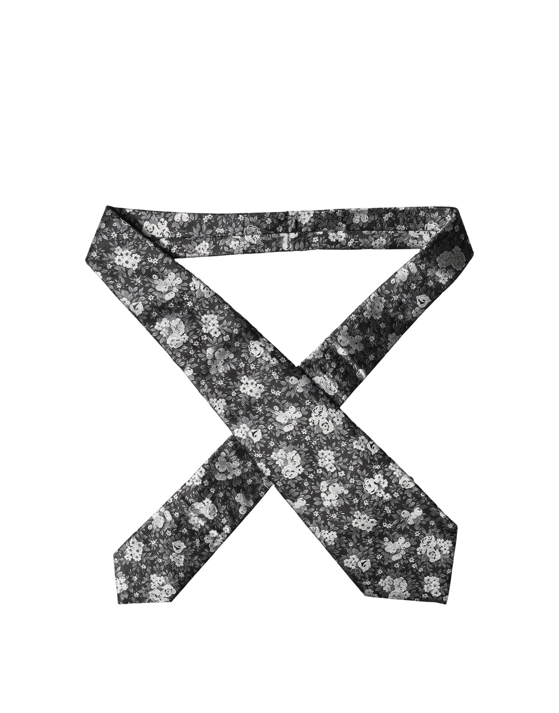 Cravate réglable en soie à motif floral noir et blanc Dolce & Gabbana pour femme