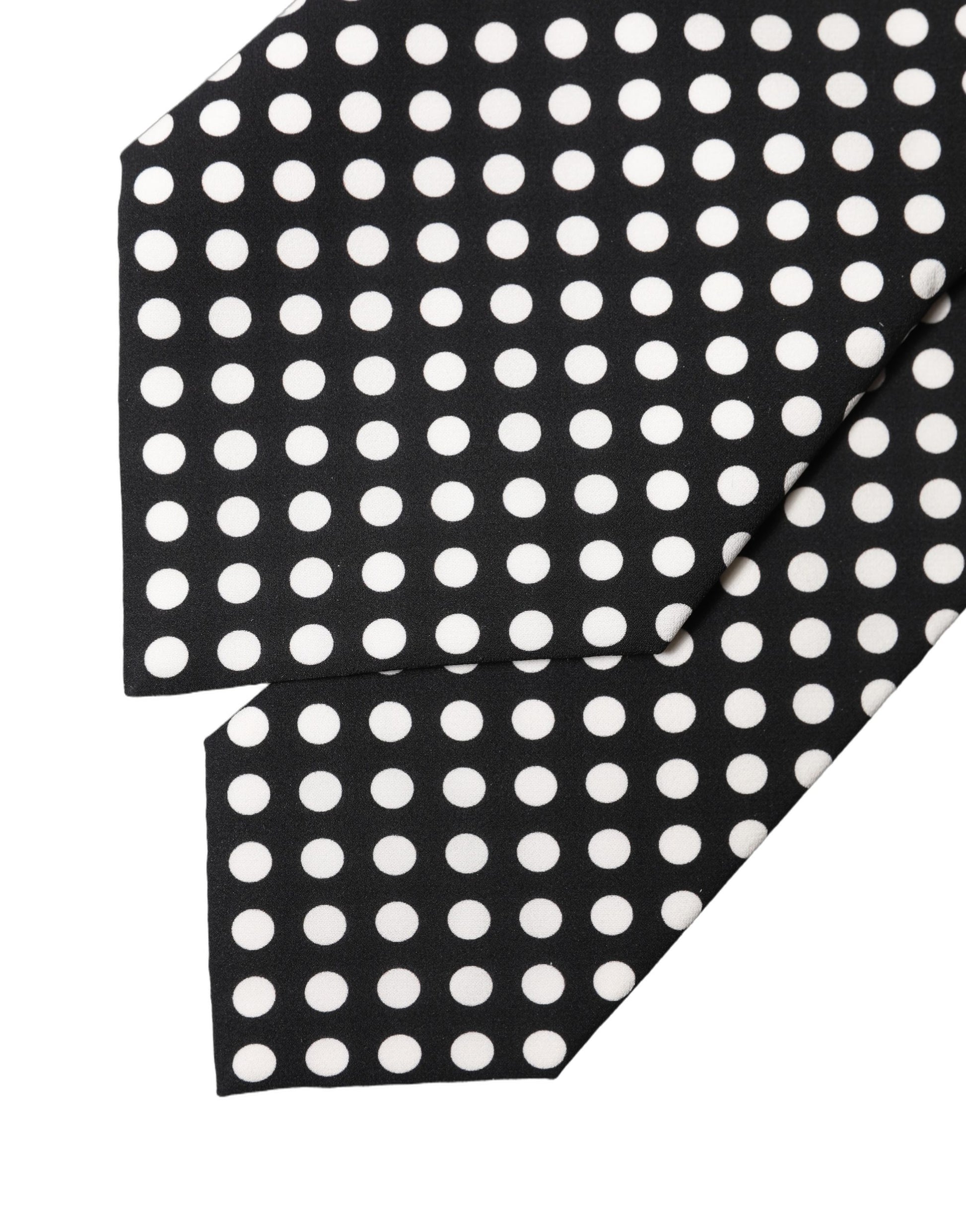 Cravate réglable en soie à pois noirs et blancs Dolce & Gabbana pour femme