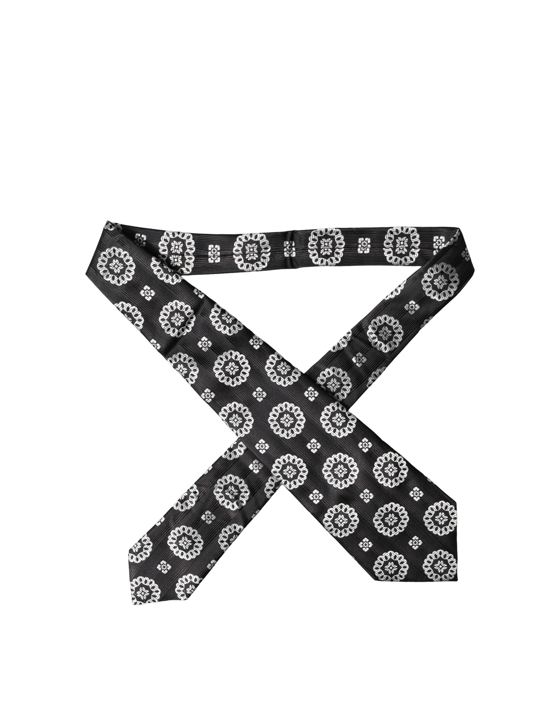 Cravate réglable en soie à motif floral noir et blanc Dolce & Gabbana pour femme