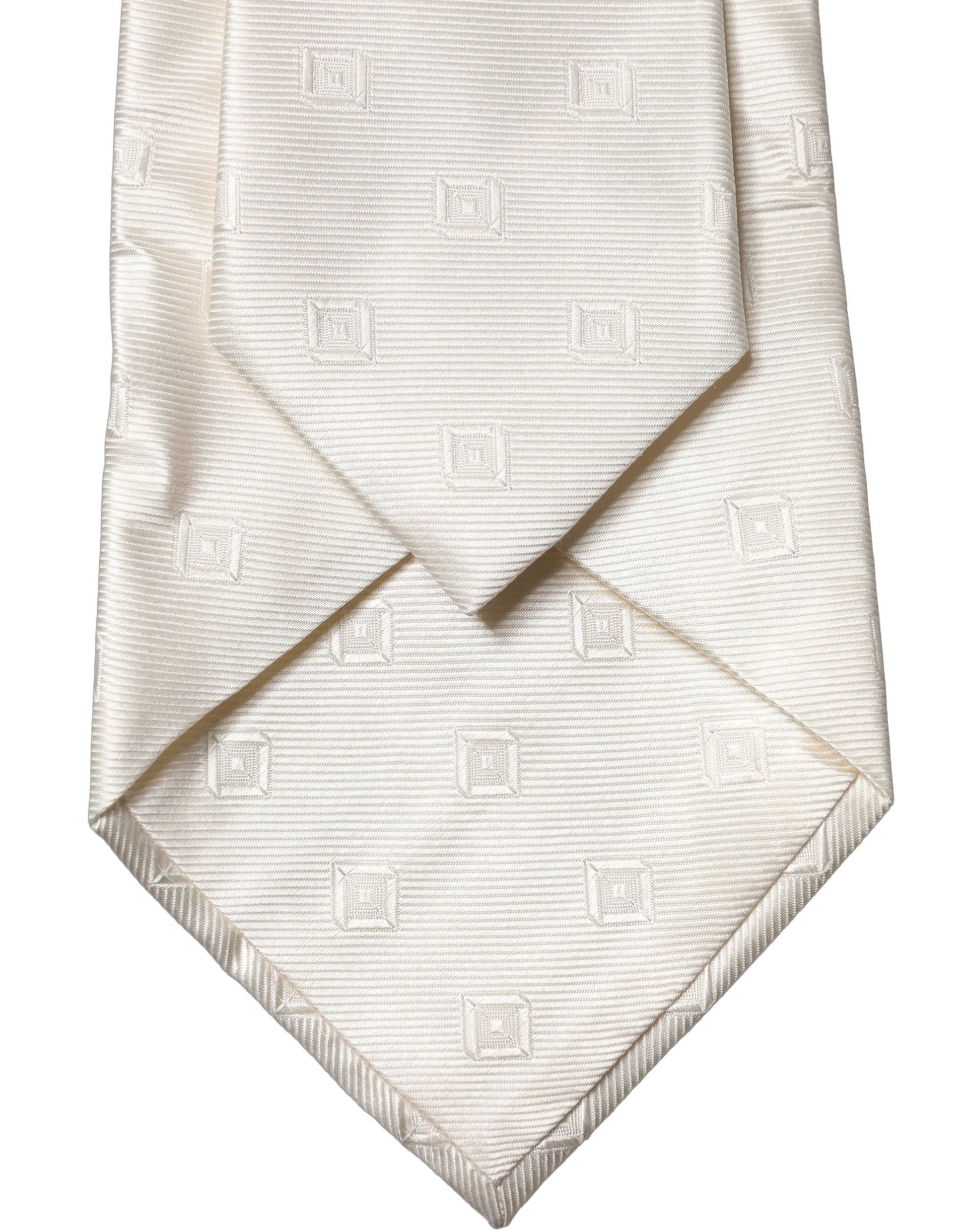 Dolce & Gabbana Cravate réglable en soie à motifs géométriques blanc cassé pour femme