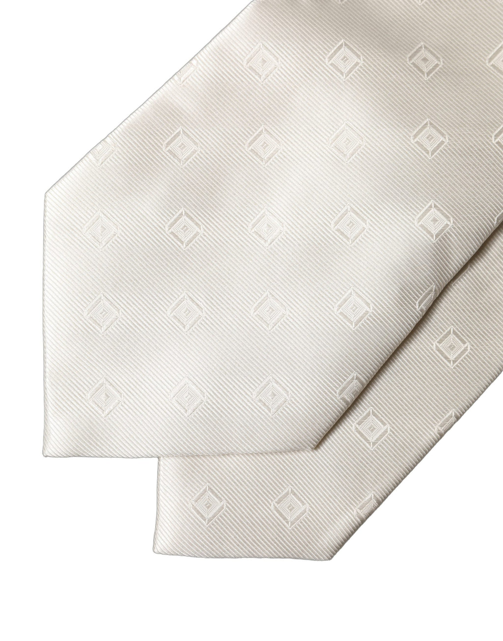 Dolce & Gabbana Cravate réglable en soie à motifs géométriques blanc cassé pour femme