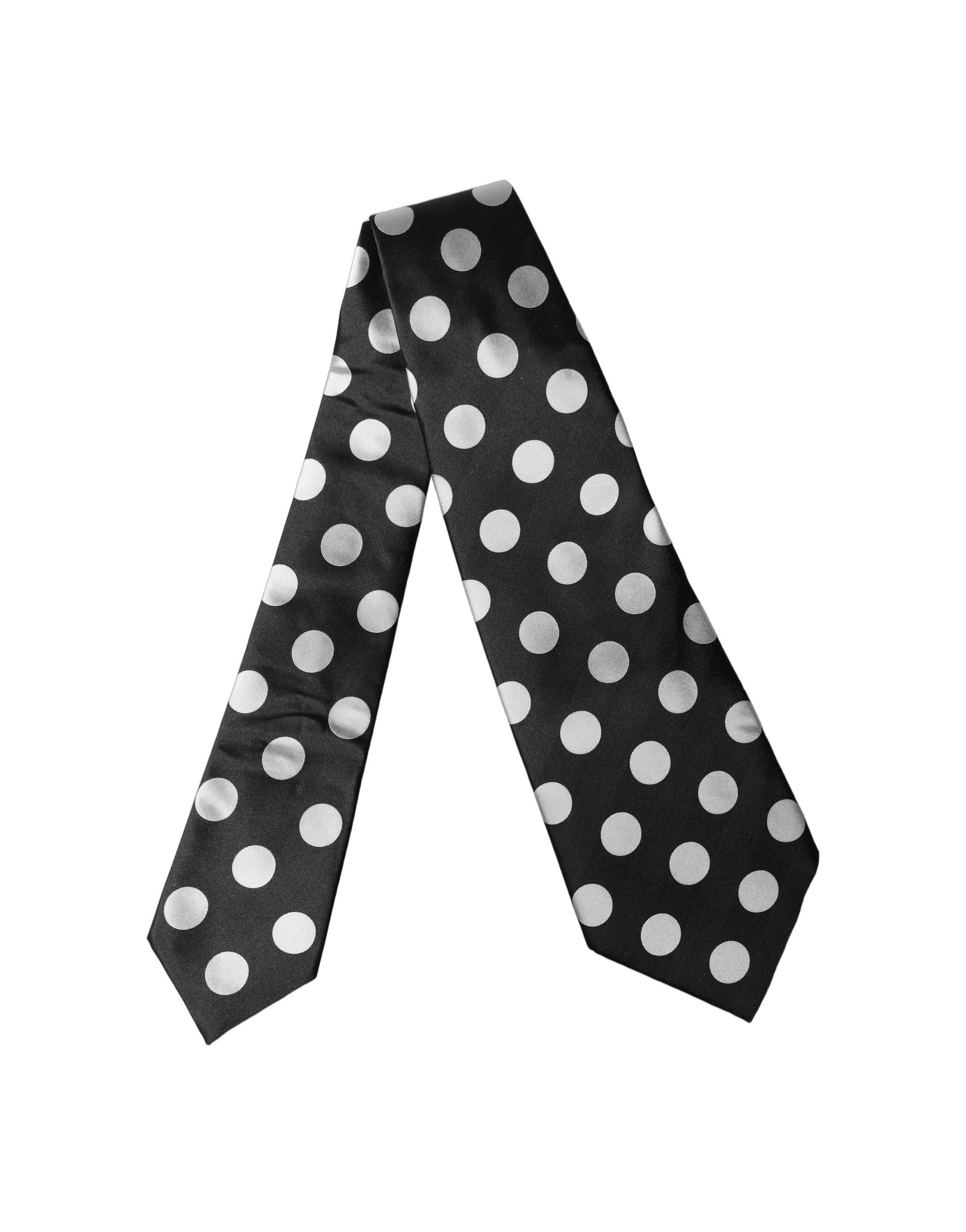 Cravate réglable en soie à pois noirs et blancs Dolce & Gabbana pour femme