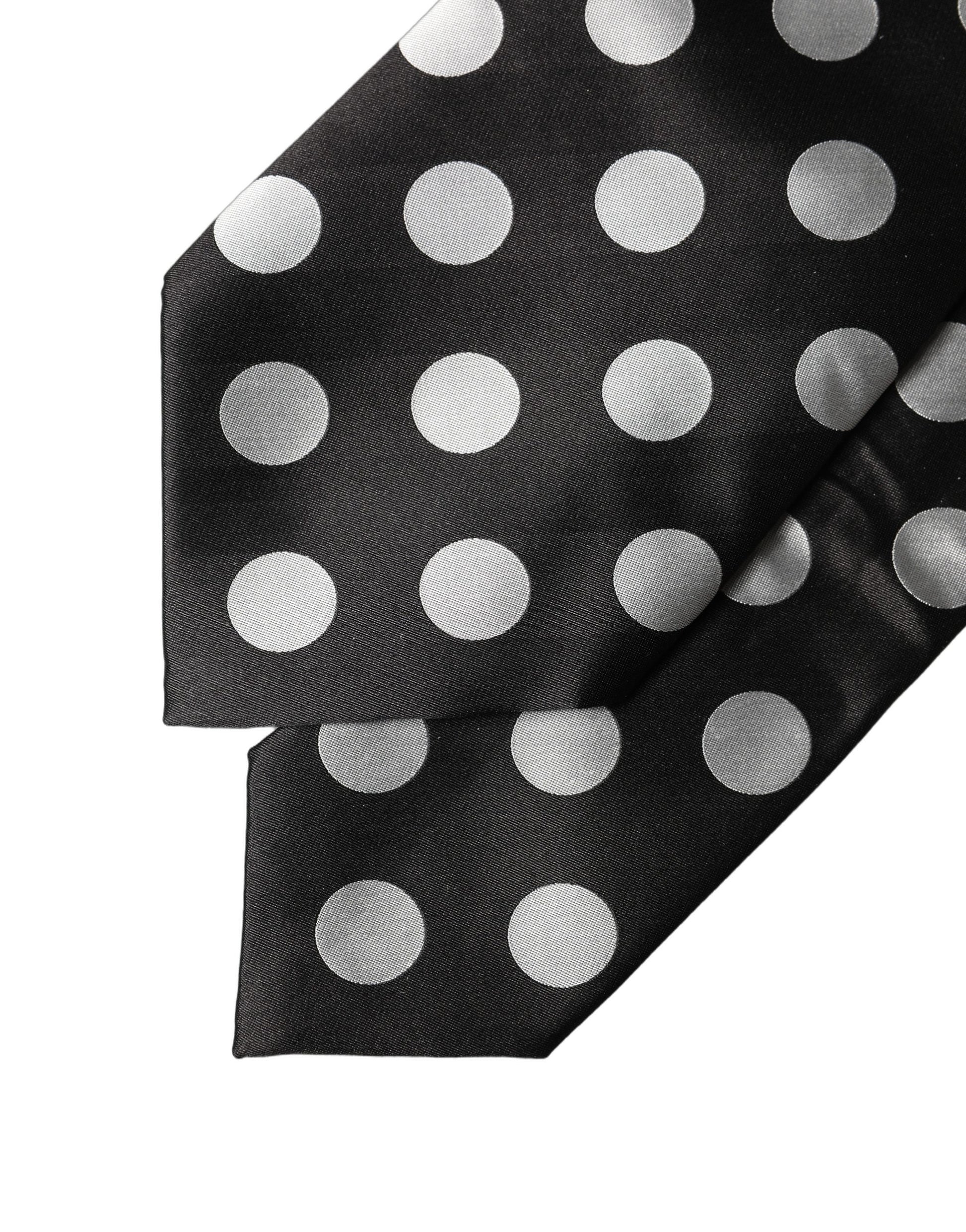 Cravate réglable en soie à pois noirs et blancs Dolce & Gabbana pour femme