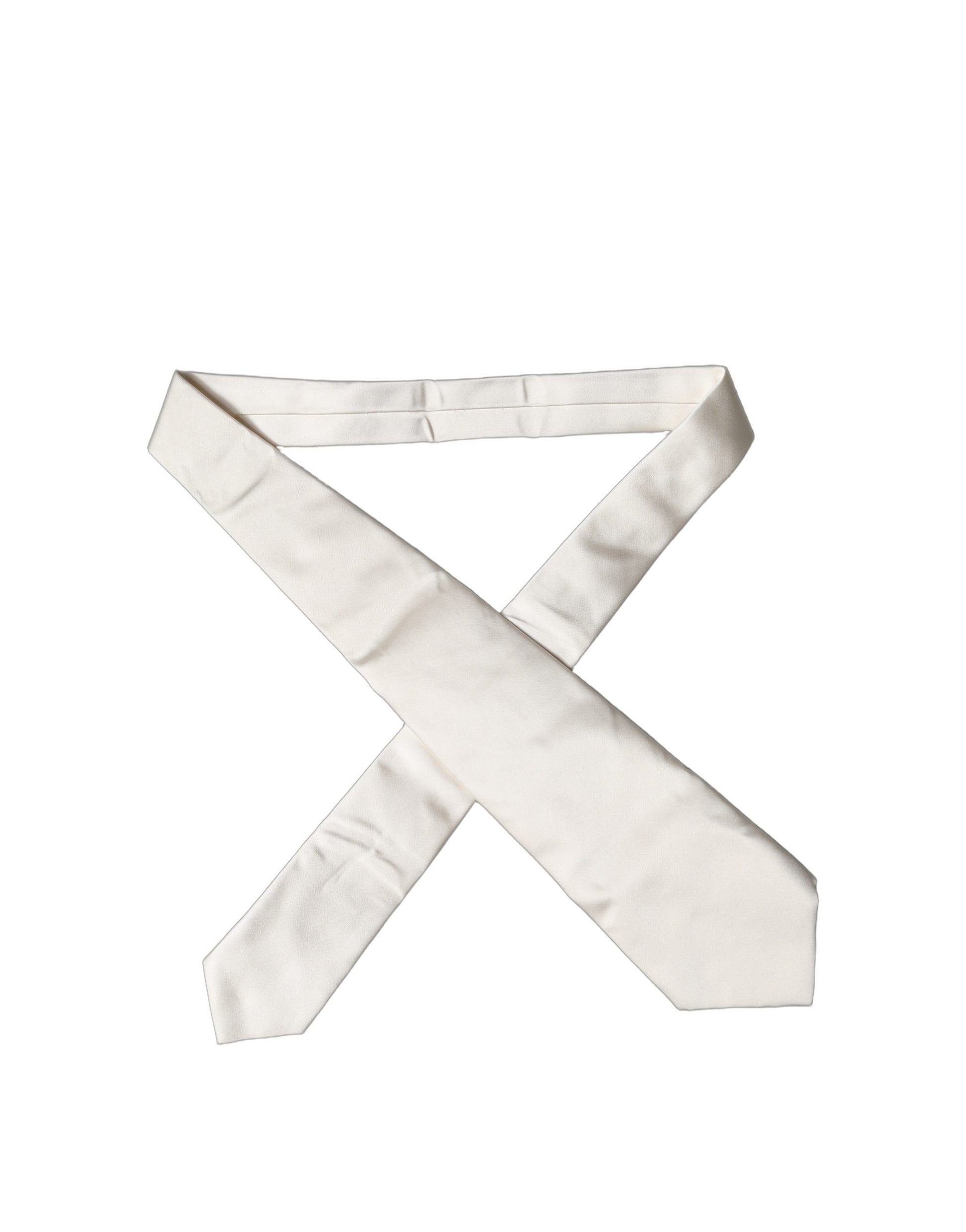 Cravate tour de cou réglable en soie unie blanc cassé pour femme Dolce & Gabbana