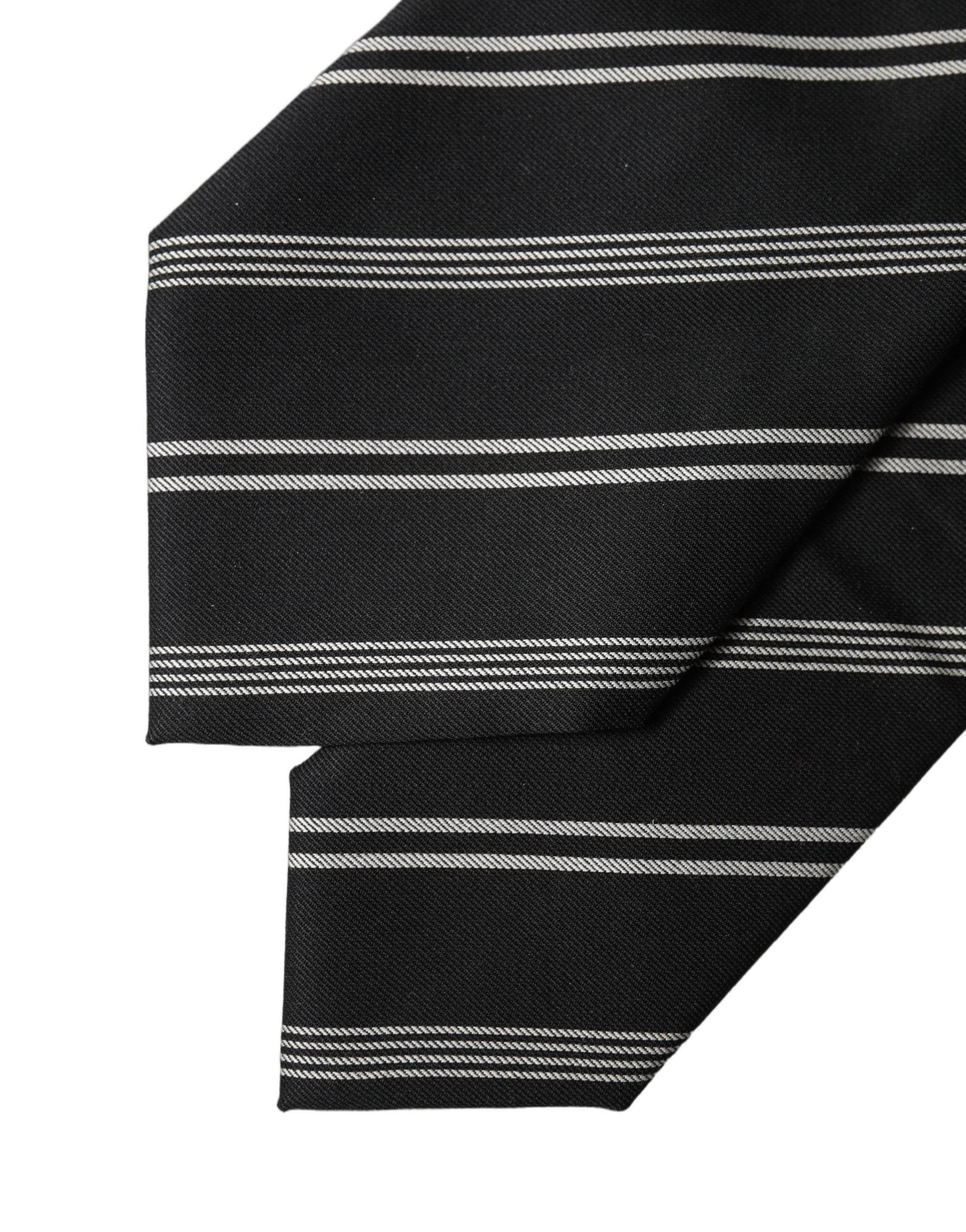 Cravate femme réglable en soie à rayures noires et blanches Dolce & Gabbana