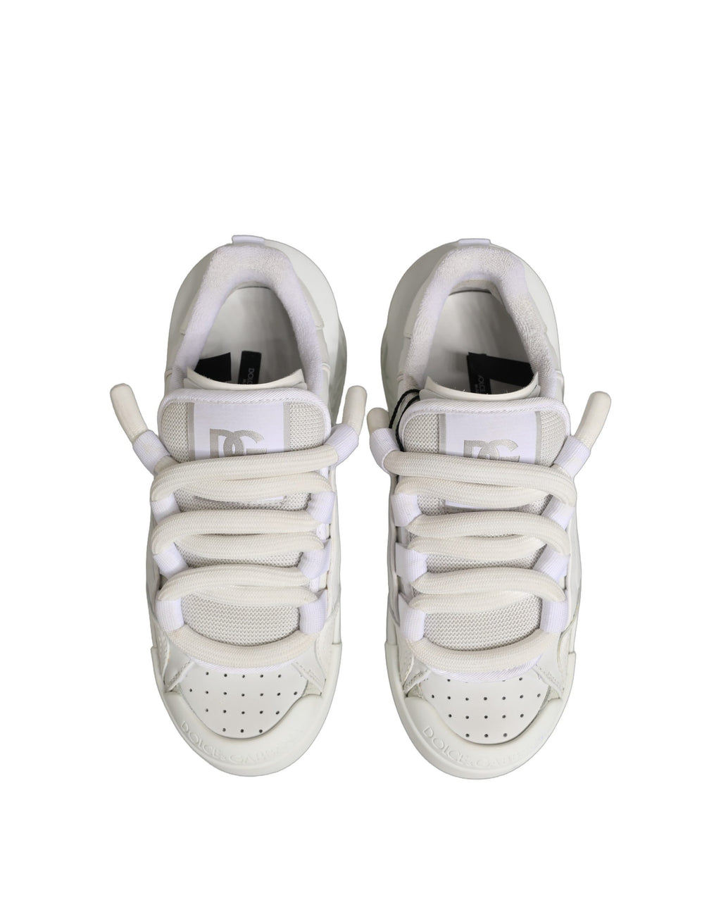Chaussures Baskets Basses en Cuir de Veau Blanc Dolce & Gabbana