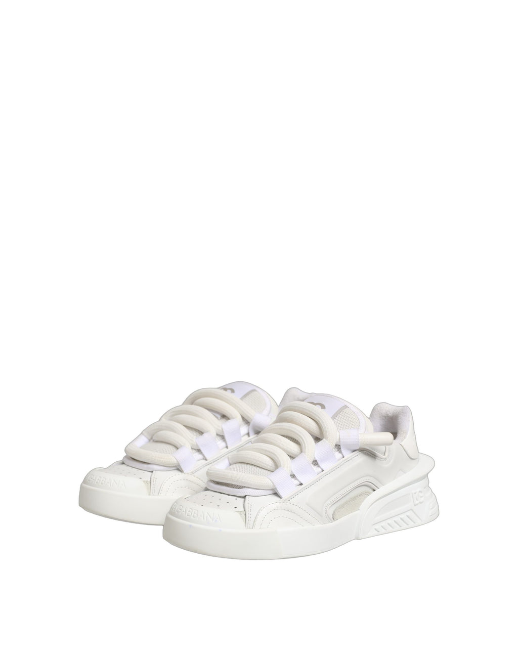 Chaussures Baskets Basses en Cuir de Veau Blanc Dolce & Gabbana
