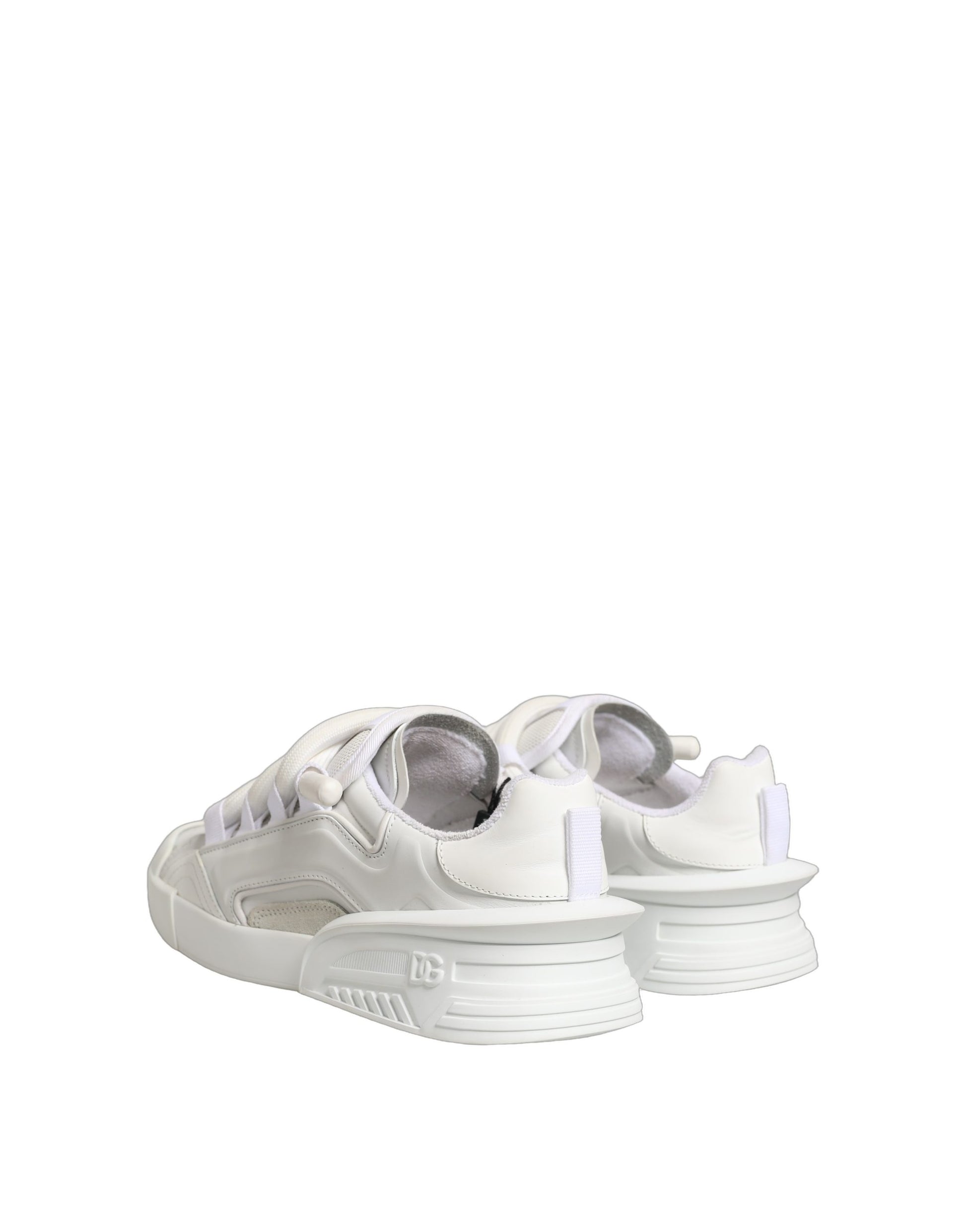 Chaussures Baskets Basses en Cuir de Veau Blanc Dolce & Gabbana