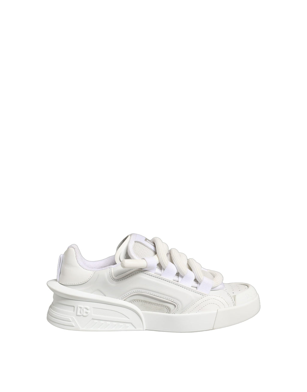 Chaussures Baskets Basses en Cuir de Veau Blanc Dolce & Gabbana