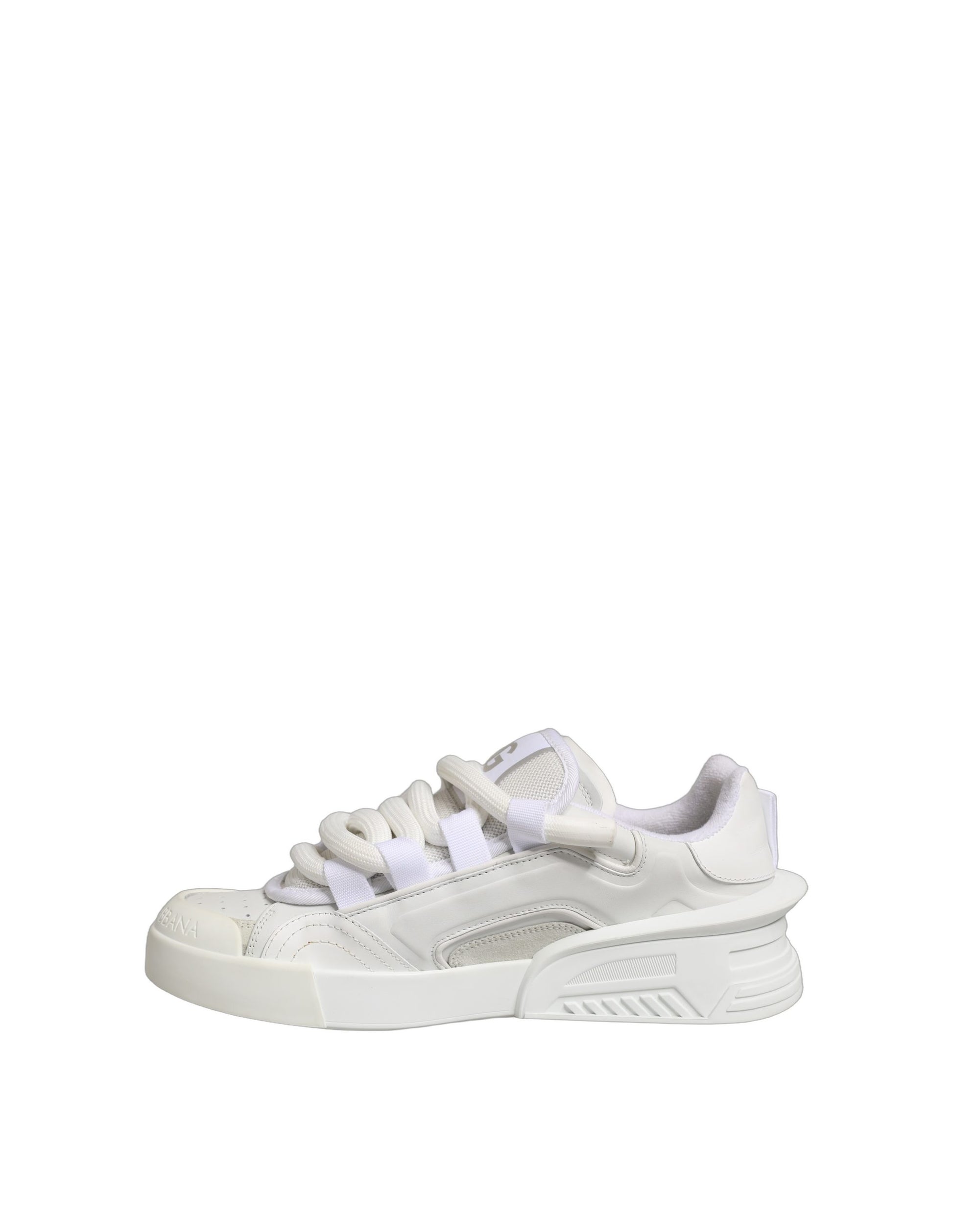 Dolce & Gabbana White Calfskin Leather Low Top Sneakers Shoes