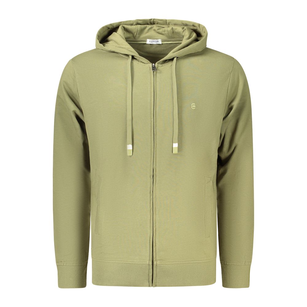 Sweat à capuche Coveri Moving Verde en coton pour homme