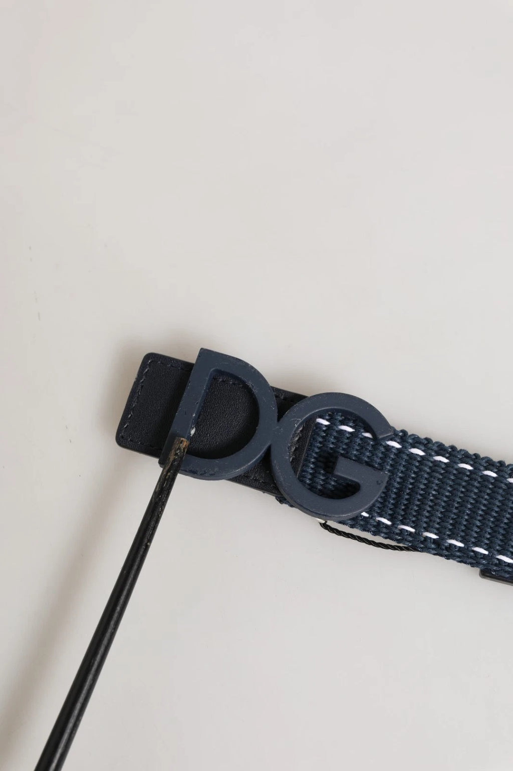Ceinture Dolce & Gabbana en toile de coton bleue avec boucle en métal logo DG