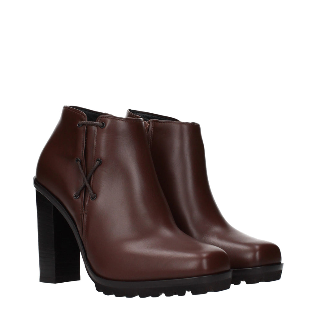Bottes Courtes en Cuir Marron Max Mara