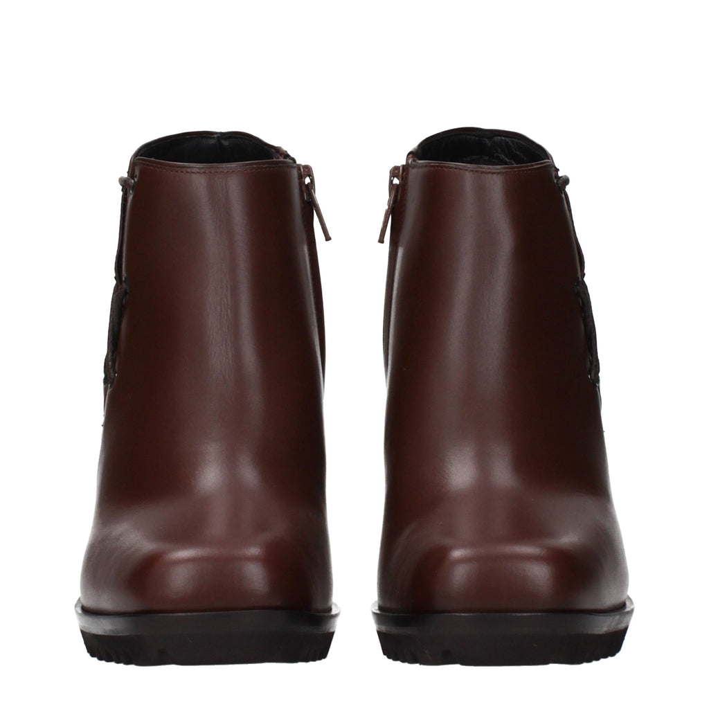Bottes Courtes en Cuir Marron Max Mara