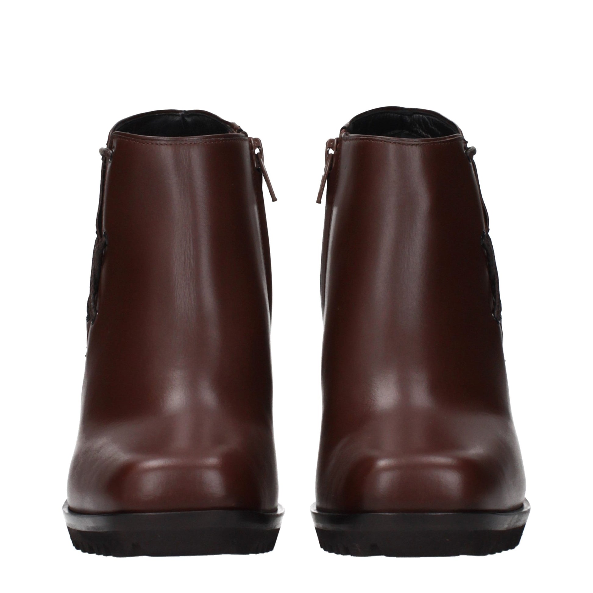 Bottes Courtes en Cuir Marron Max Mara