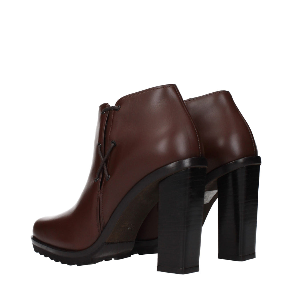 Bottes Courtes en Cuir Marron Max Mara